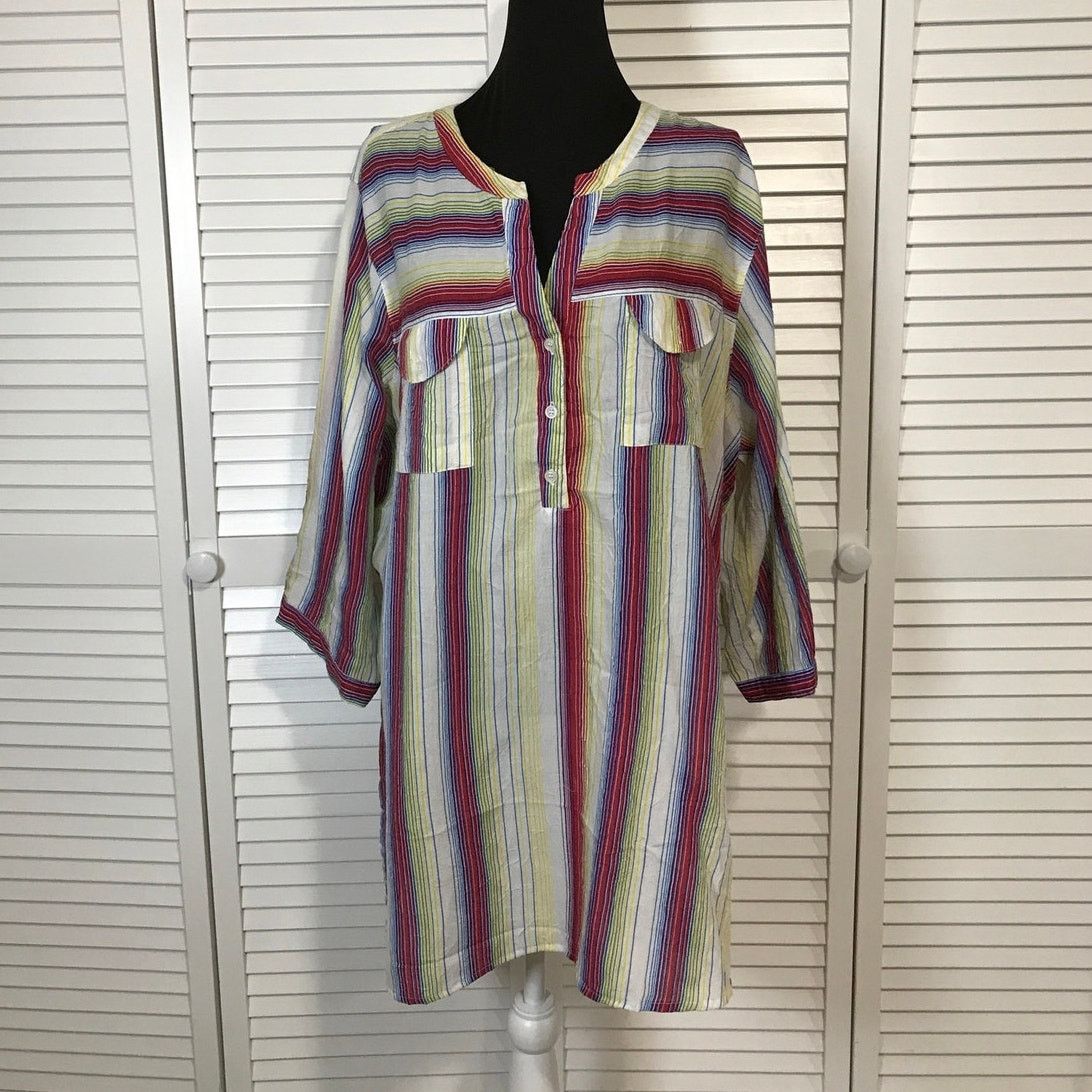 Other Lemon Grass Boho Chic Striped Tunic Blouse Women 2X Size XXL / US 16-18 / IT 52-54 - 1 Thumbnail