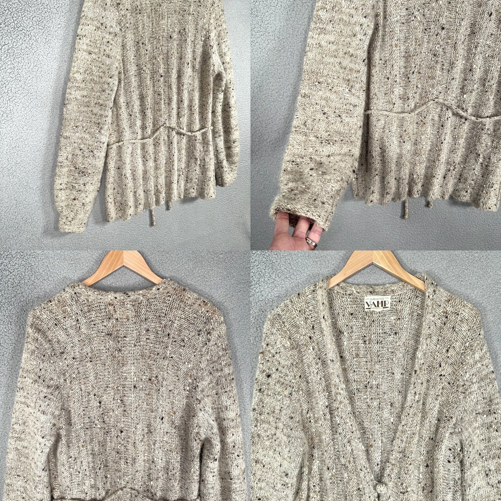 Vintage VINTAGE Koret Cardigan Sweater Mohair Wool Silk Oversized Medium Beige 70s 80s Boho Cozy Womens Size M / US 6-8 / IT 42-44 - 9 Thumbnail