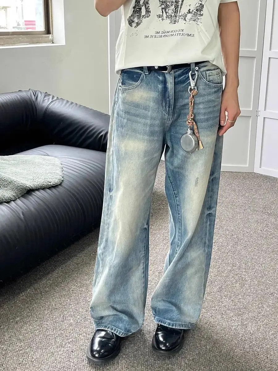 Japanese Brand Loose straight leg light colored jeans Size US 32 / EU 48 - 2 Thumbnail