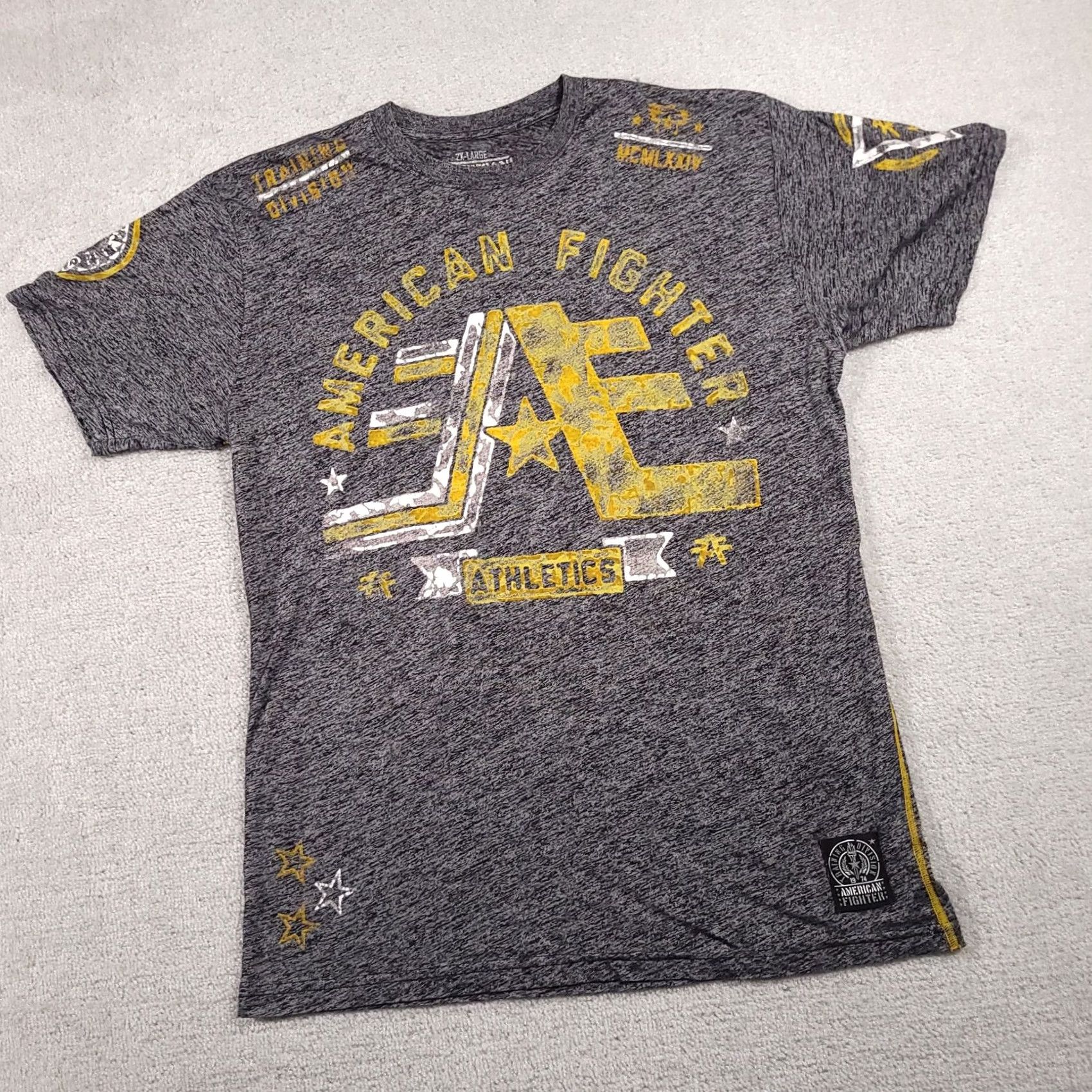Affliction VINTAGE American Fighter Affliction T-Shirt Mens 2XL Gray BKE Double Sided Graphic USA Size US XXL / EU 58 / 5 - 2 Thumbnail