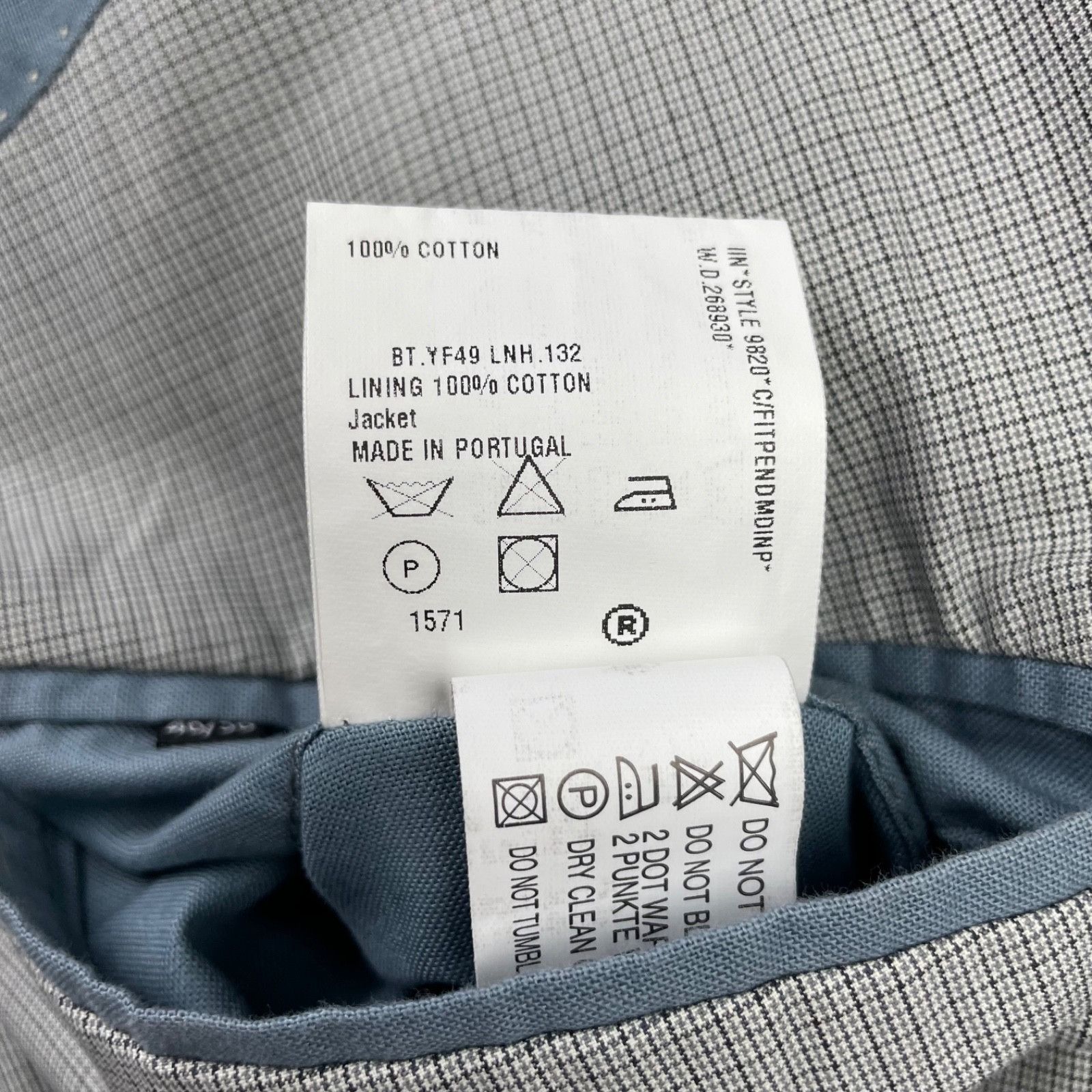 Paul Smith Paul Smith Men’s 100% Cotton 2-Button Blazer Gray/Navy Plaid Size 46R - 8 Thumbnail