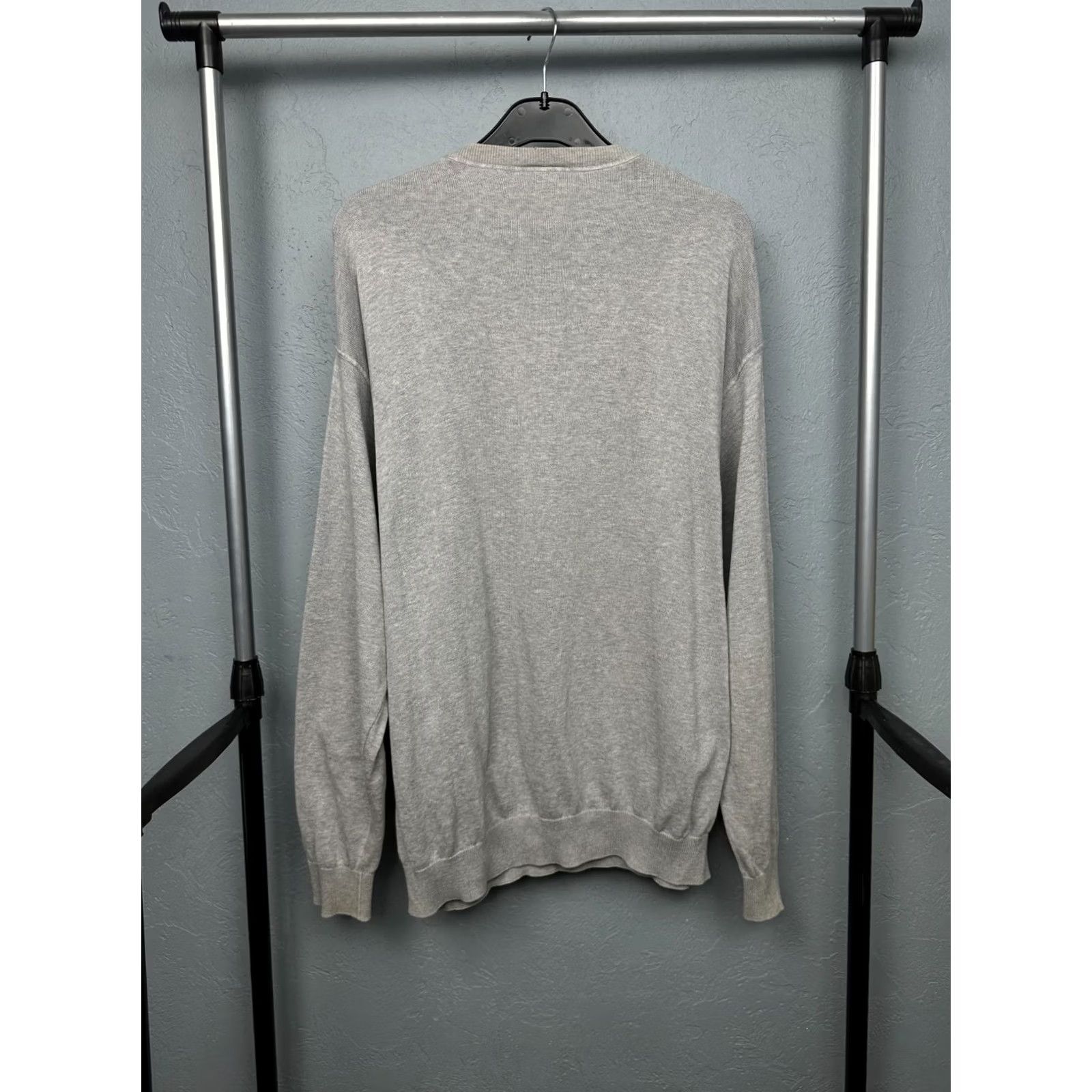 Lacoste Lacoste Mens Crew Neck Knit Sweater 2XL Gray Cotton Solid Pullover Vintage Logo Size US XXL / EU 58 / 5 - 7 Thumbnail