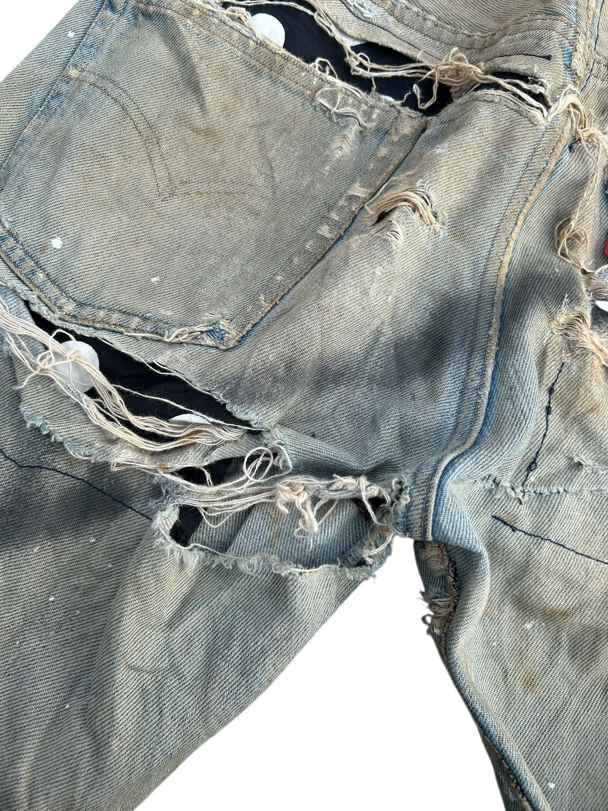 Levi's 80's THRASHED Levi's 6 Selvedge Reconstructed Repair Denim Size US 31 - 15 Thumbnail