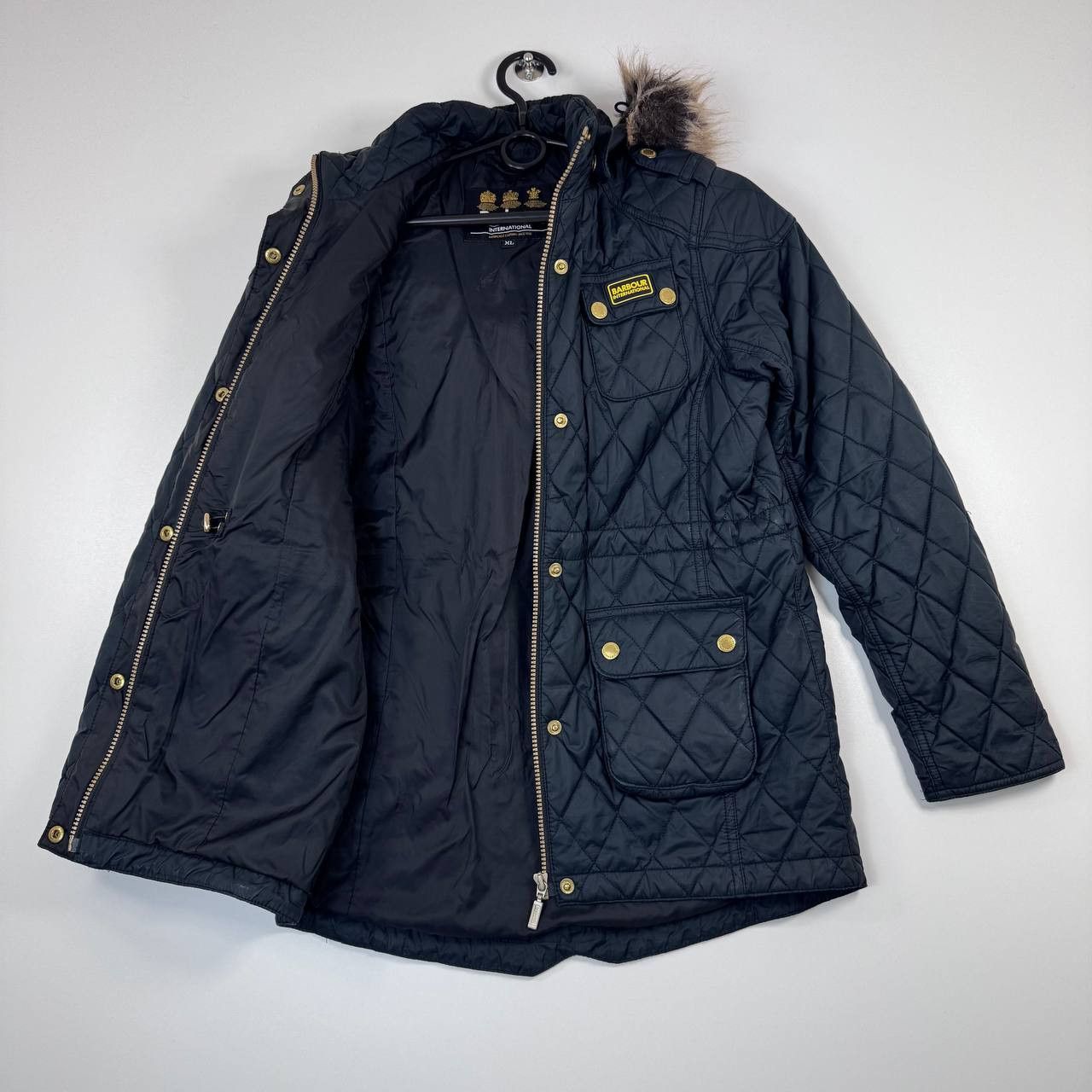 Barbour Barbour International Quilted Jacket Hooded Navy Biker XL Size XL / US 12-14 / IT 48-50 - 3 Thumbnail