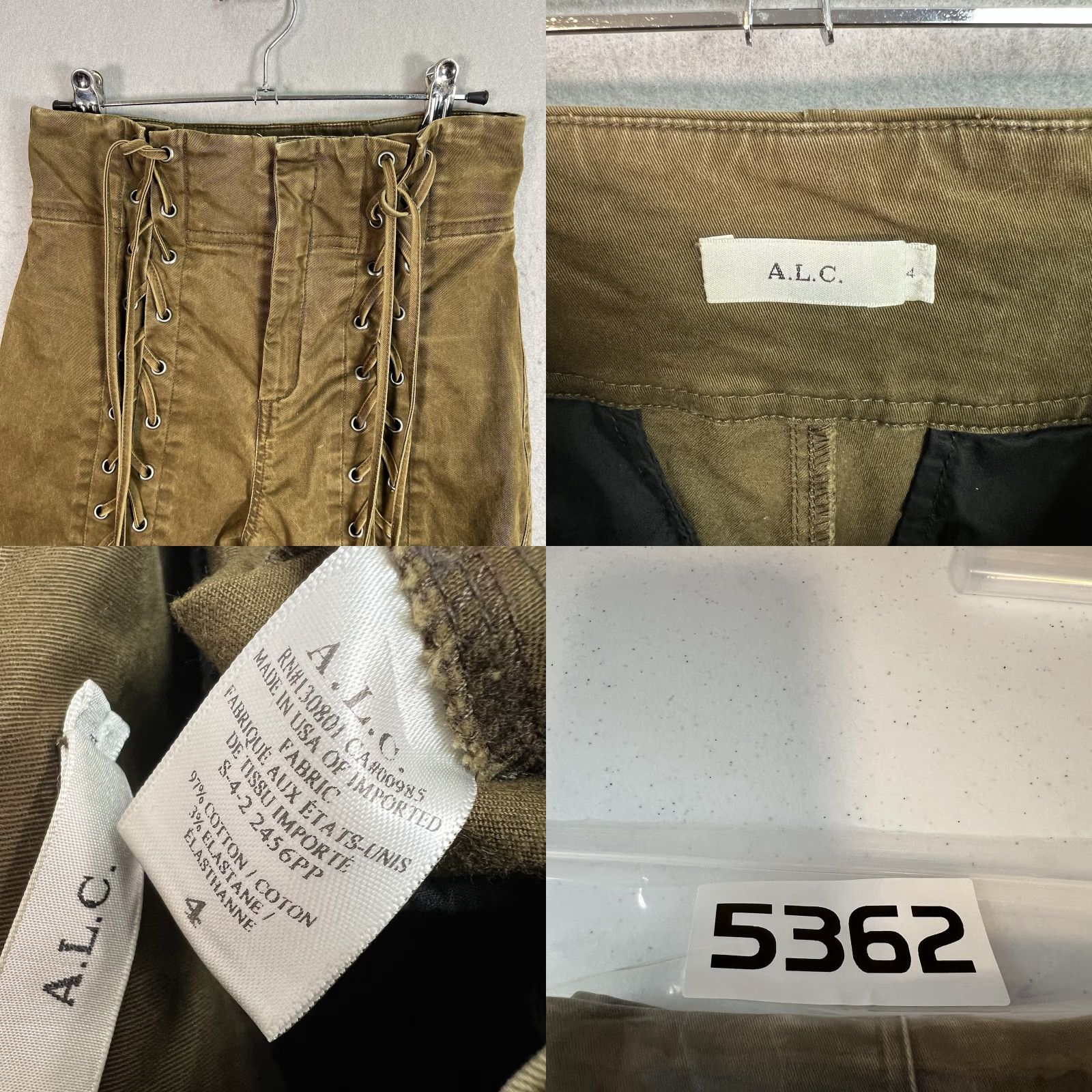 Vintage VINTAGE A.L.C. Women's 4 Green Kingsley Lace Up Pant Grommets Cropped Punk Rock Pants Cropped Lace Up Size 27" / US 4 / IT 40 - 8 Thumbnail