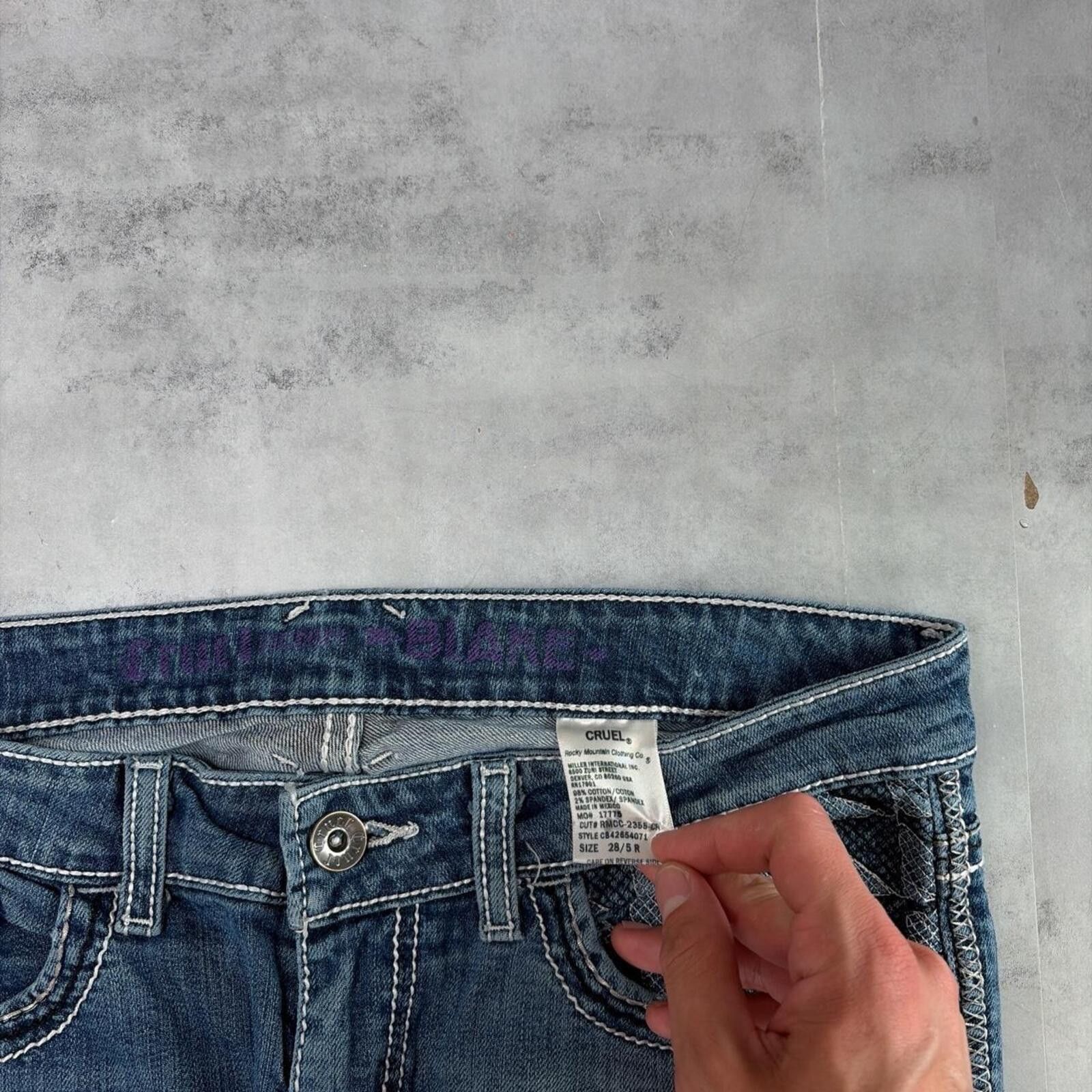 Other Y2K Blue Cruel Grunge Grunge Gothic Flared Denim Jeans Size 30" / US 8 / IT 44 - 5 Thumbnail