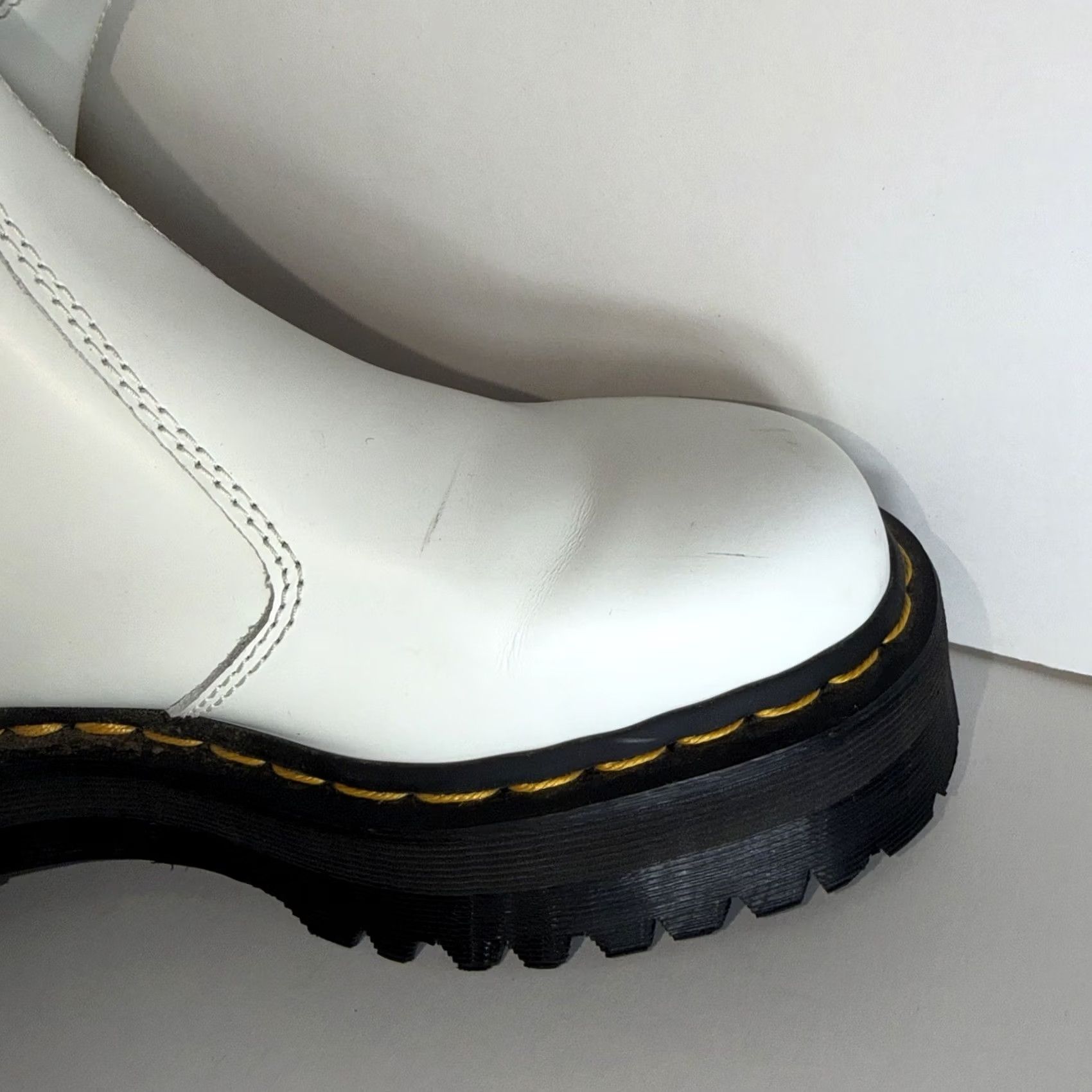 Dr. Martens Dr. Martens 2976 Quad Chelsea Boots Womens Size 8 White Platform Leather Fashion Boots Womens Platform Chelsea Boots Size US 8 / IT 38 - 3 Thumbnail