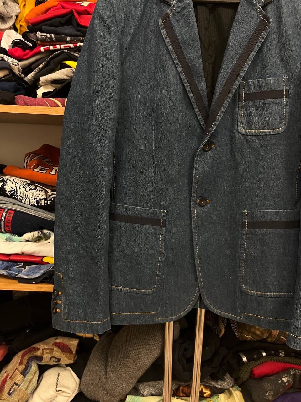 Alexander McQueen 💎 Alexander Mcqueen Denim Avant Garde Pocket blazer Size 52R - 5 Thumbnail