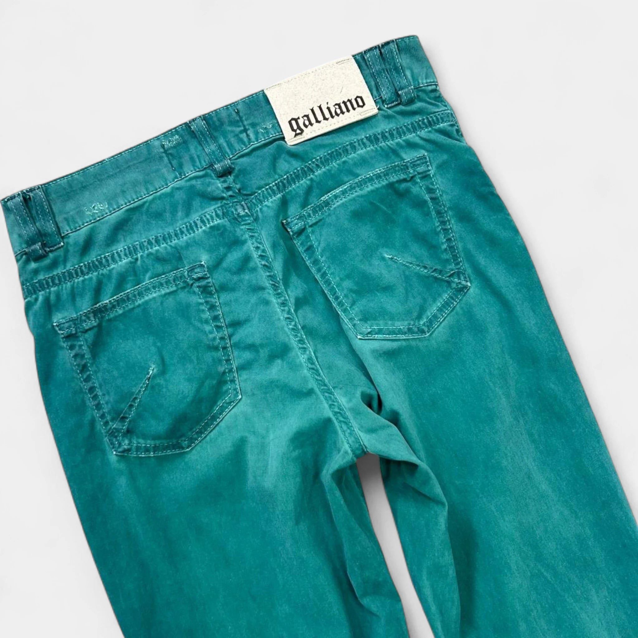 John Galliano Galliano 2000s Distressed Turquoise Jeans Size 27" / US 4 / IT 40 - 7 Thumbnail