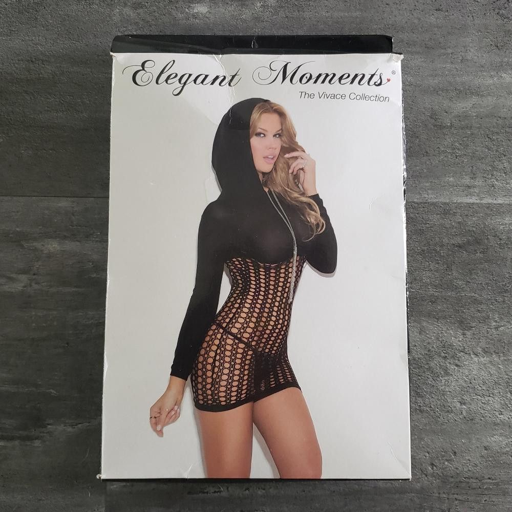Designer Black Elegant Moments Mini Dress w/Hood Size ONE SIZE - 1 Thumbnail