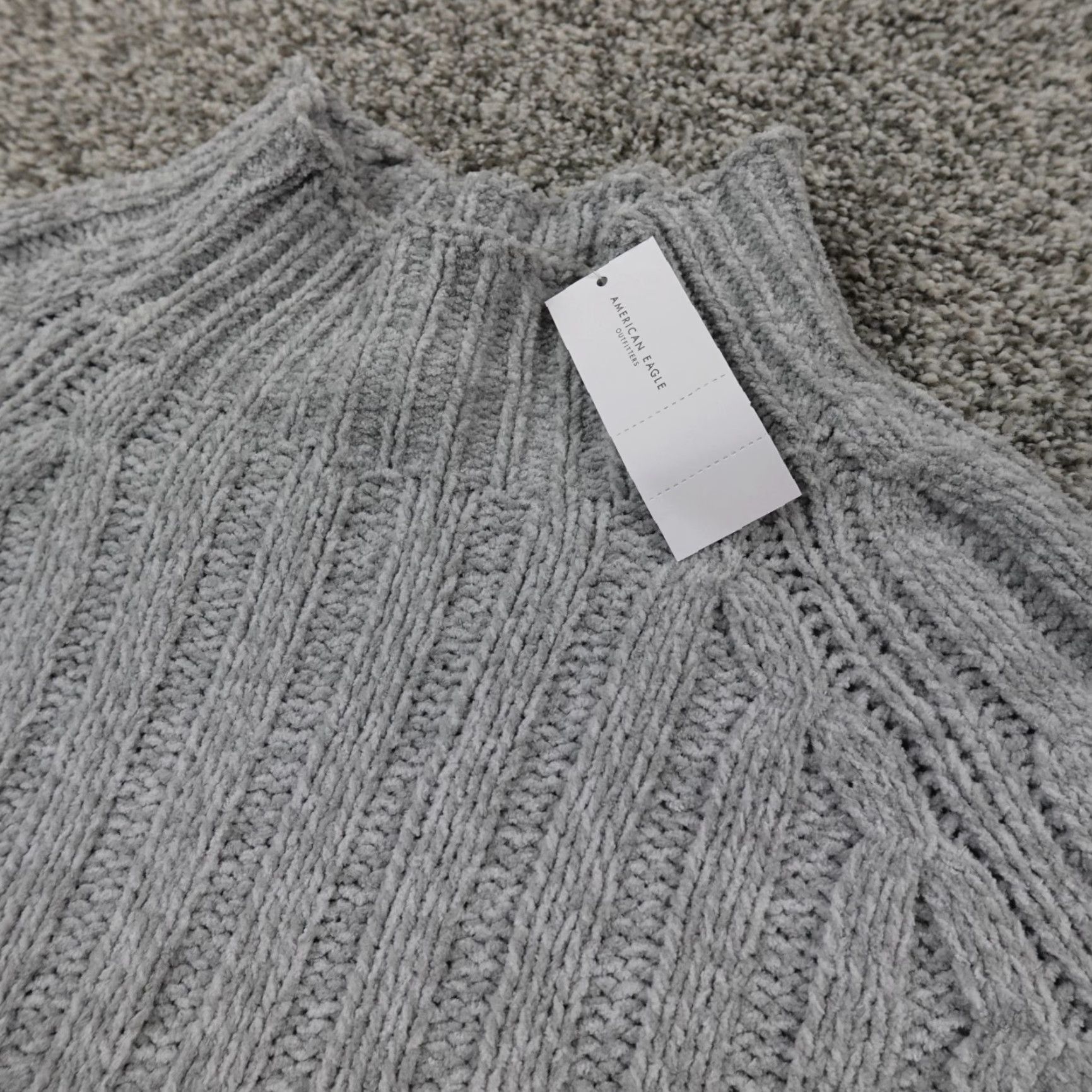 American Eagle Outfitters American Eagle Sweatshirt Womens M Gray Mock Cable Knit Fisherman Pullover Regular Knit Casual, Travel, Workwear Mens Womens Girls Size M / US 6-8 / IT 42-44 - 2 Thumbnail