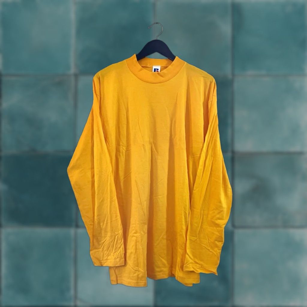 Russell Athletic VINTAGE Russell Athletic Mock Turtleneck Shirt Mens 2XL Regular Yellow 90s USA Mens NOS NWOT 90s Russell Athletic Mock Turtleneck Shirt USA Mens Size US XXL / EU 58 / 5 - 1 Thumbnail