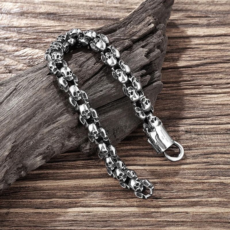 Other Punk Rock Gothic Skull Link Chain Bracelet Bangles Gift Size ONE SIZE - 3 Thumbnail