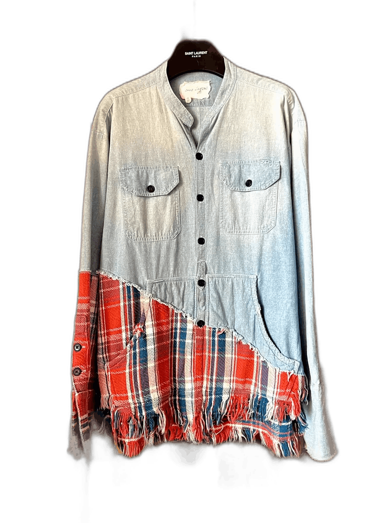 Greg Lauren Blue Orange Denim Shirt