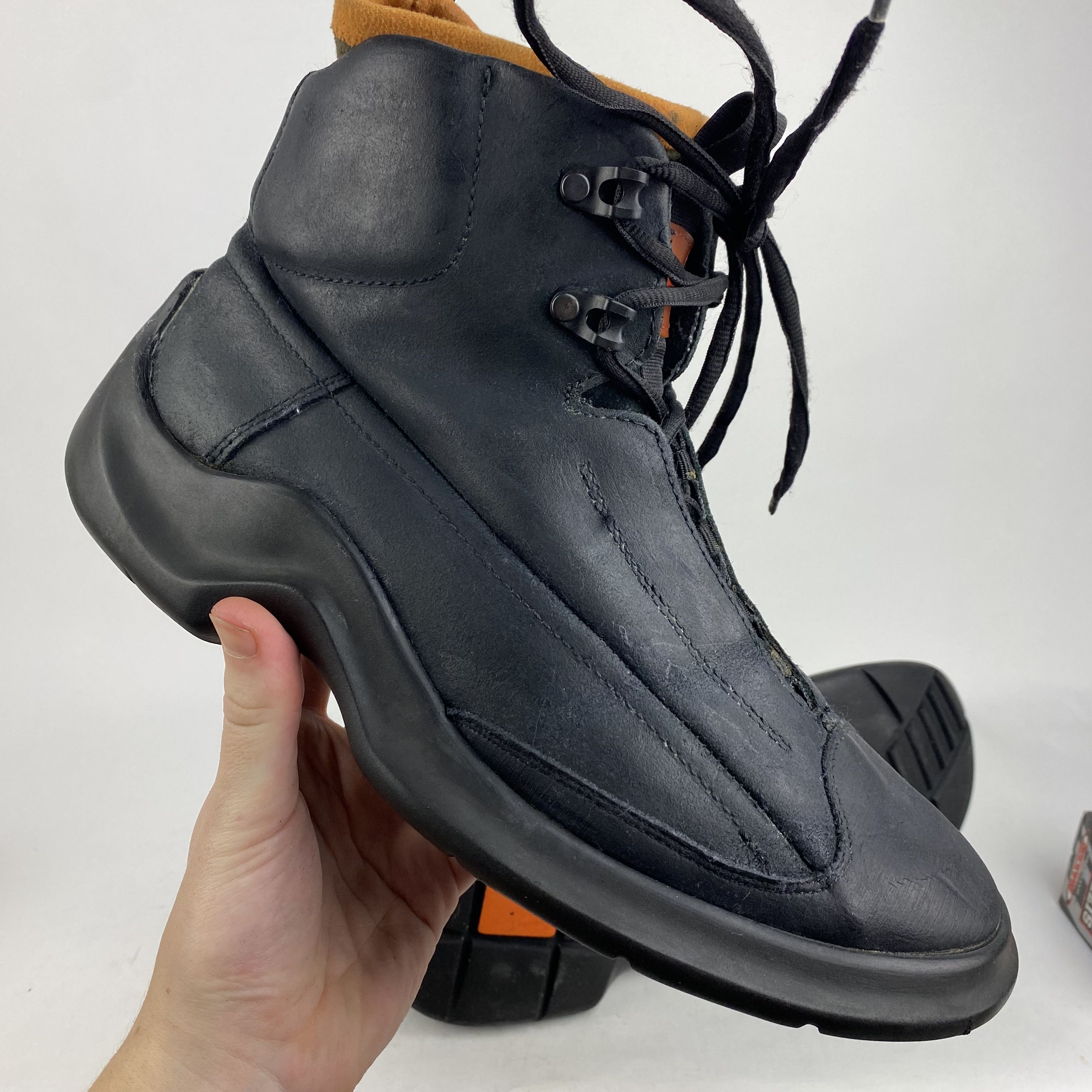 image of Hugo Boss Archive Leather Boots Futuristic Gorp Military in Black, Men's (Size 9)