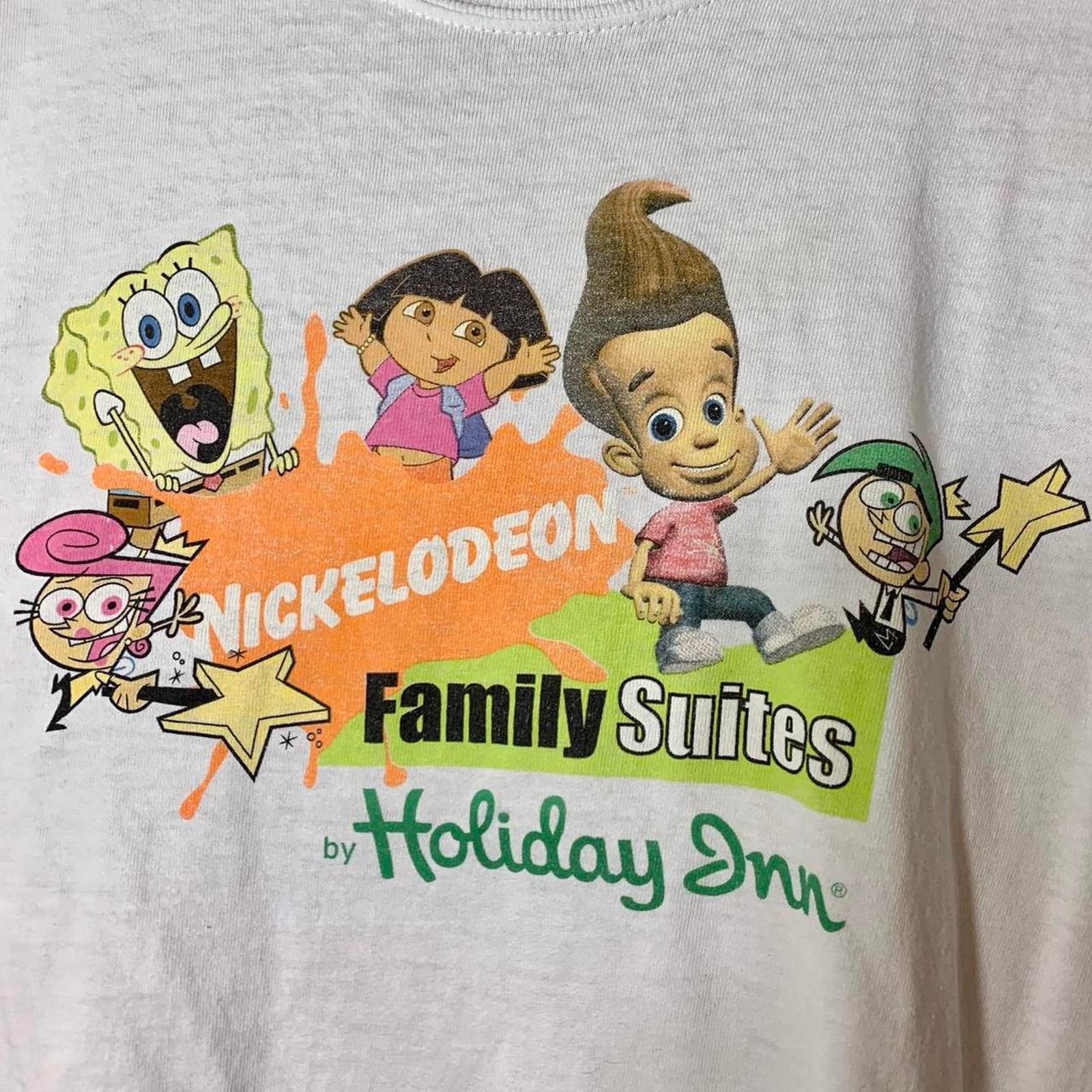image of Universal Studios 2005 Nickelodeon Family Suites Holiday Inn Hotels Tee Shirt in White (Size Medium