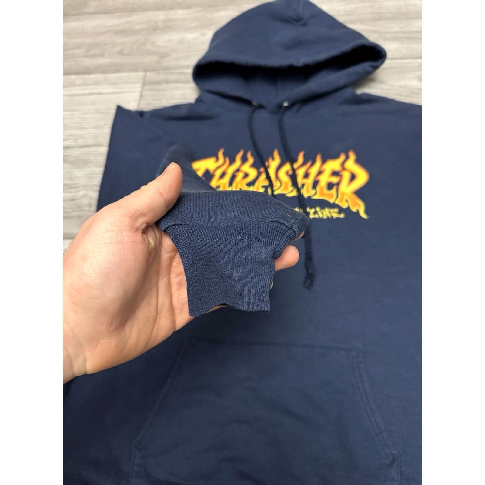 Thrasher VINTAGE Thrasher 90’s Skateboard Magazine Blue Hoodie Flame Logo Hanes Tag Mens M Navy 90s Logo Hoodie Mens M Size US M / EU 48-50 / 2 - 4 Thumbnail