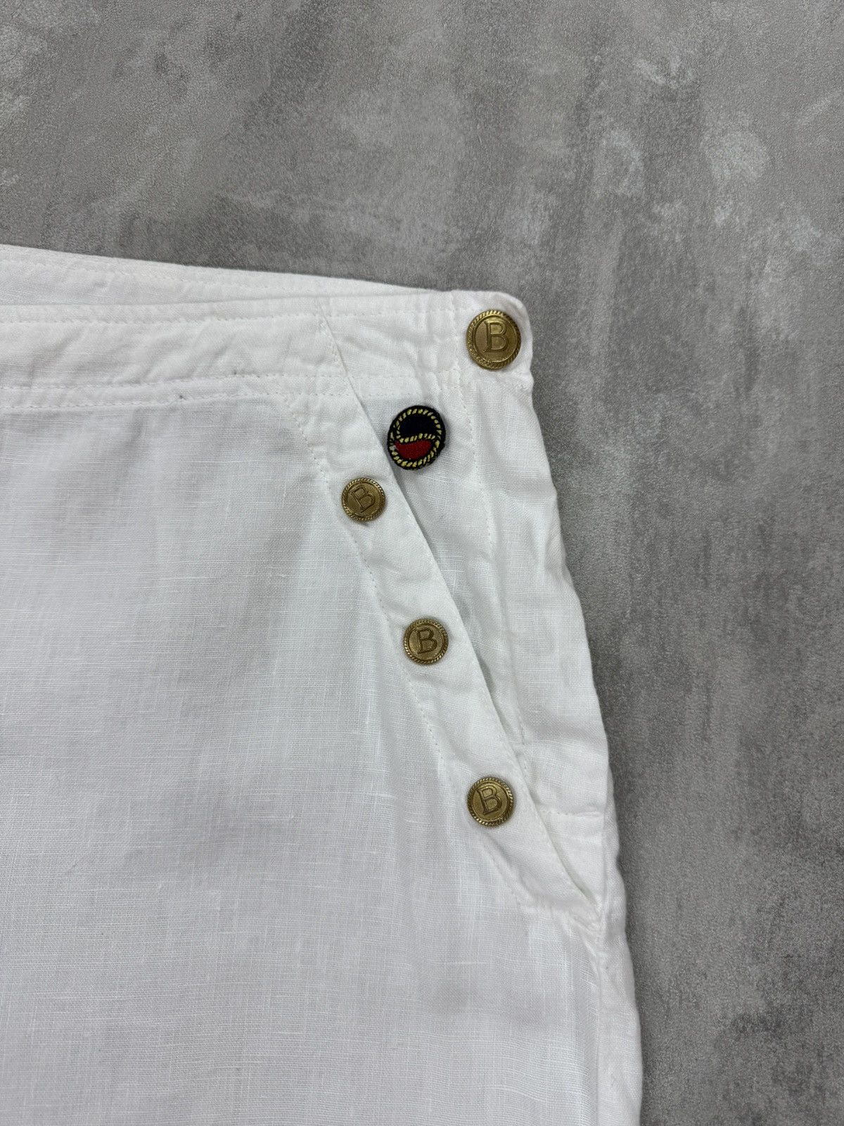 Designer BUSNEL Linen Shorts White Lino Summers Bermuda Womens Sz. 38 Size 26" / US 2 / IT 38 - 4 Thumbnail