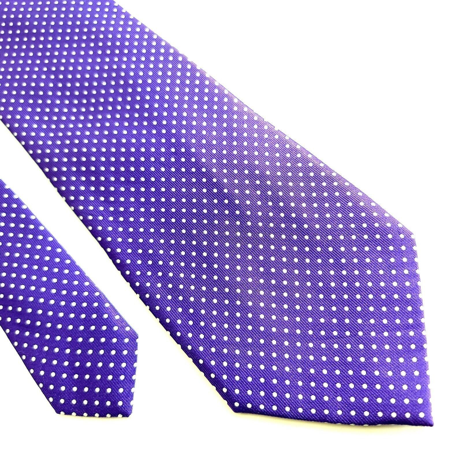 Croft & Barrow Croft & Barrow Woven Purple White Polka Dot Silk Tie Size ONE SIZE - 1 Thumbnail