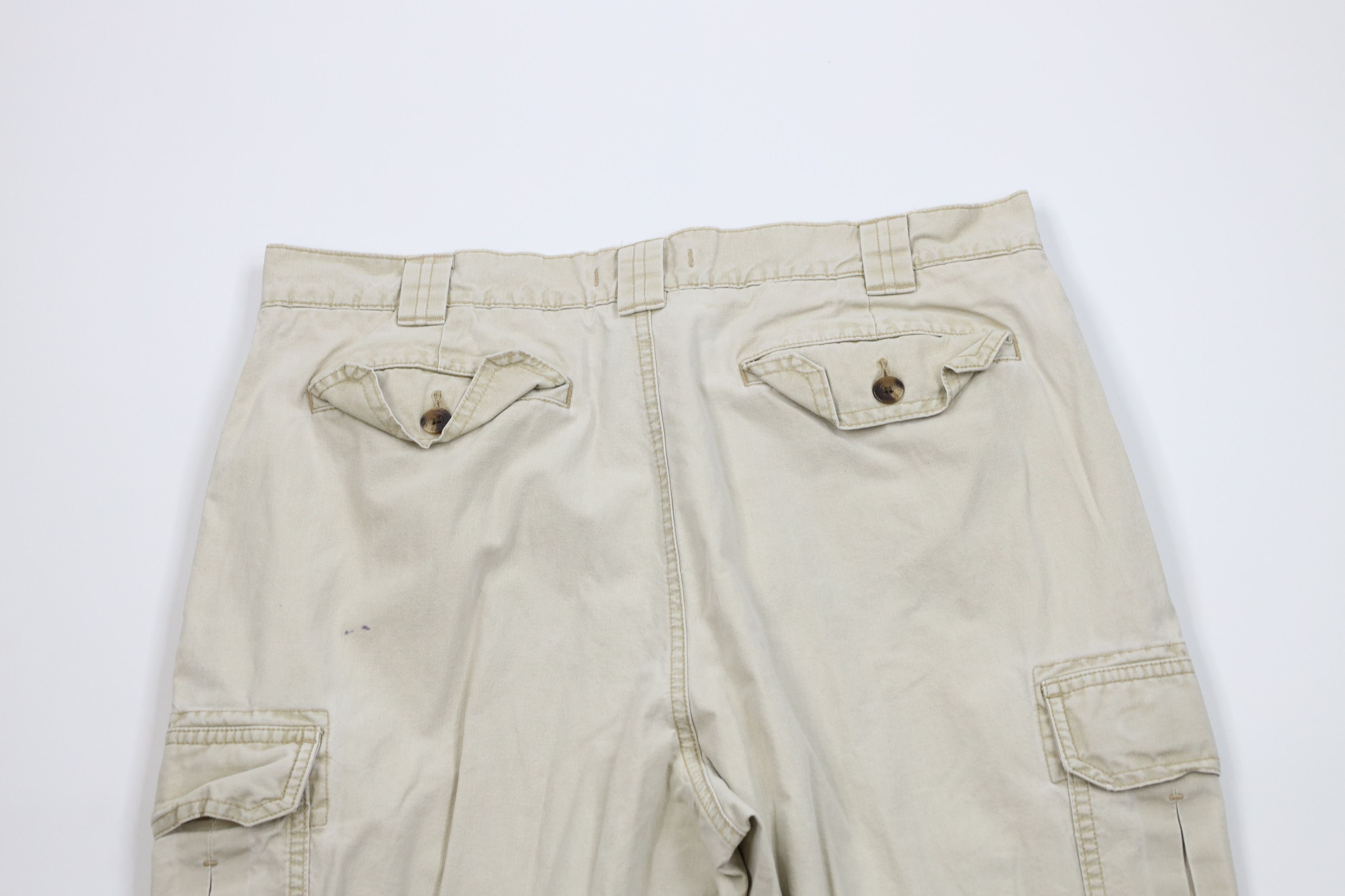 L.L. Bean Vintage 90s LL Bean Stonewash Wide Leg Cargo Pants Beige Size US 34 / EU 50 - 11 Thumbnail