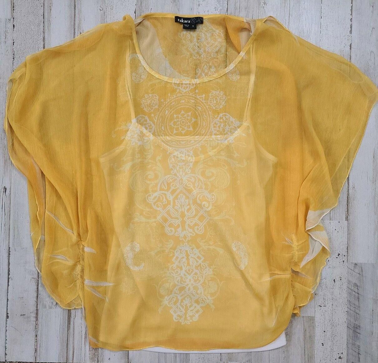 Jun Takahashi Takara Top Small Yellow Blouse Boho Sheer Over Tank small Size S / US 4 / IT 40 - 1 Thumbnail