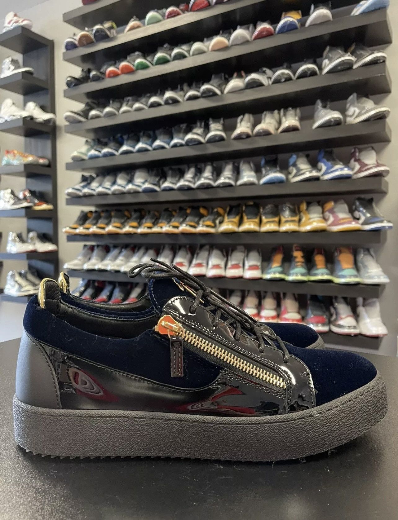Giuseppe Zanotti Size 12 - Giuseppe Zanotti Men’s Frankie" Blue Velvet Black Size US 12 / EU 45 - 3 Thumbnail