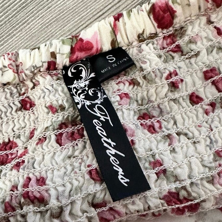 Feathers feathers red and white sleeve floral top Size S / US 4 / IT 40 - 3 Thumbnail