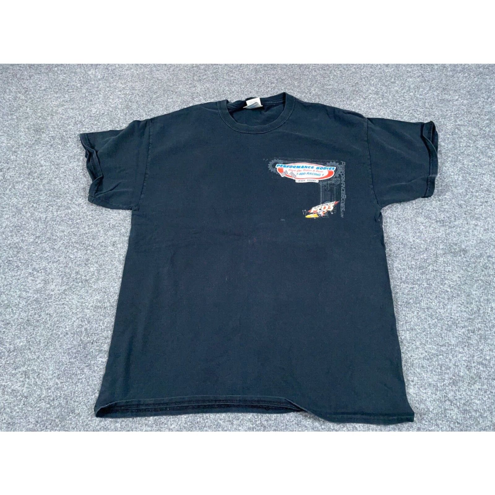 Gildan VINTAGE Gildan Stock Car Racing T-Shirt Adult Large Black Double Sided Graphic Tee 90s Mens Size US L / EU 52-54 / 3 - 2 Thumbnail