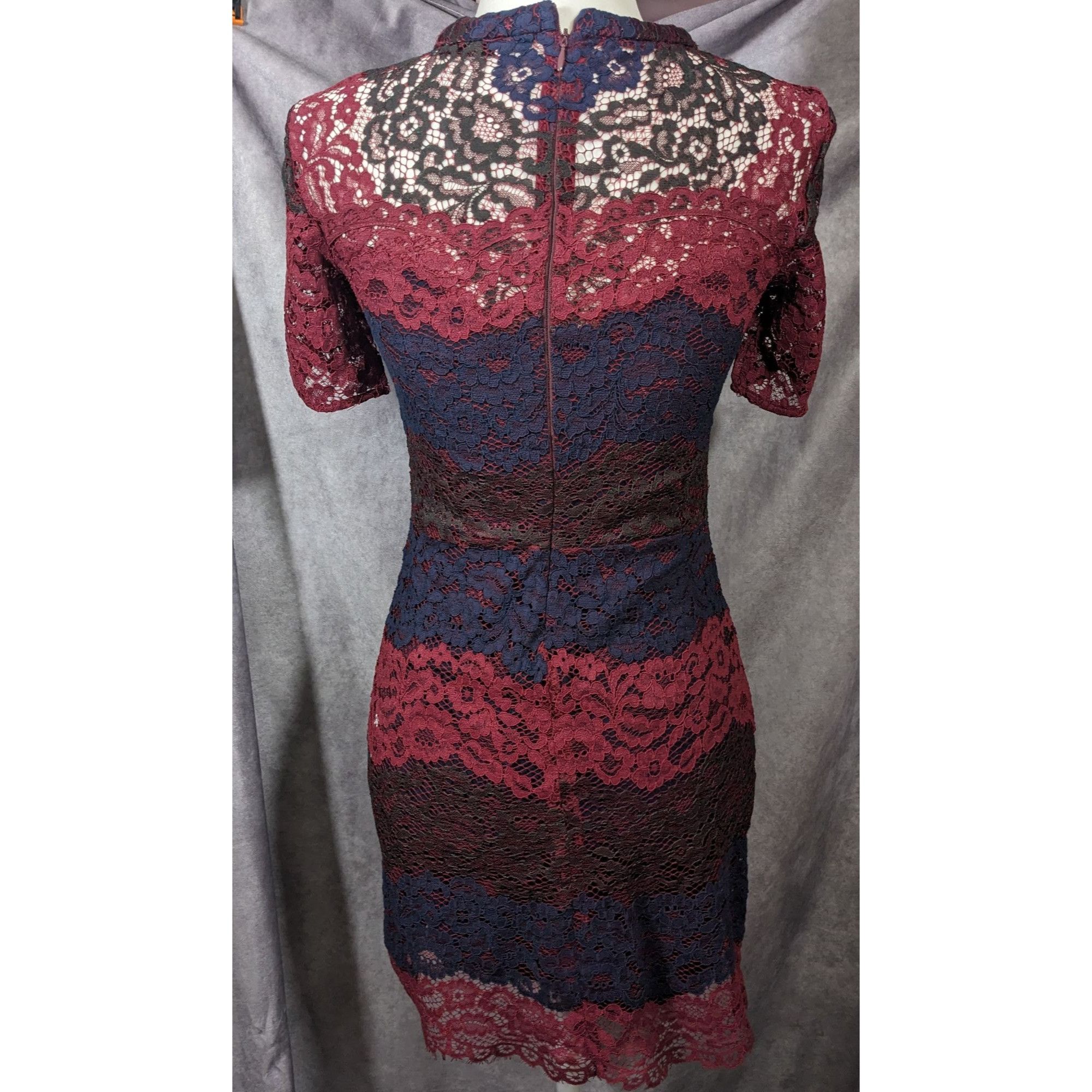 Sandro Sandro Paris Red Black And Blue Lace Dress Size Small Size S / US 4 / IT 40 - 8 Thumbnail