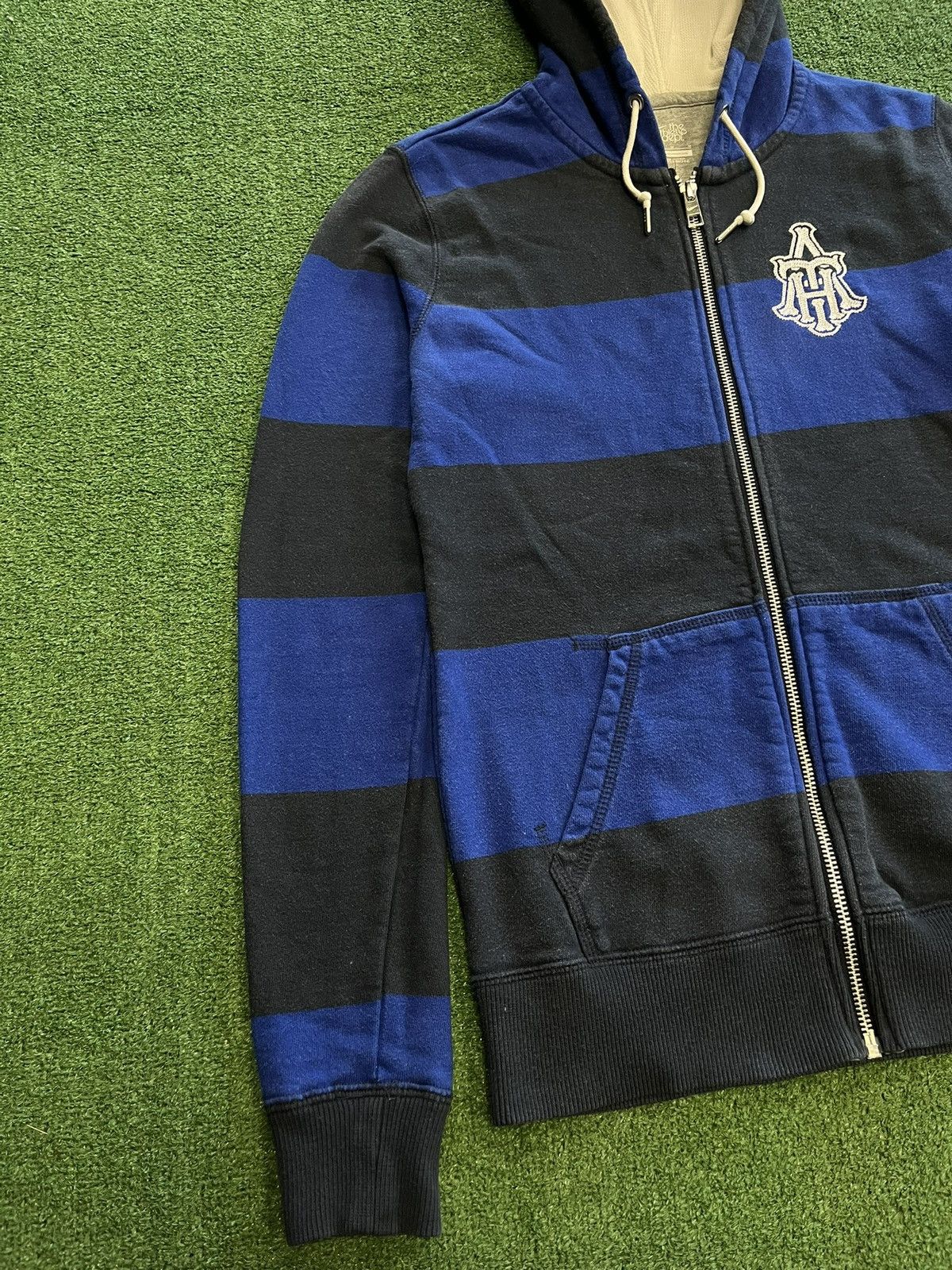 Nike × Vintage Vintage Y2K Nike Athletic Swoosh Striped Zip Hoodie Size US XS / EU 42 / 0 - 4 Thumbnail