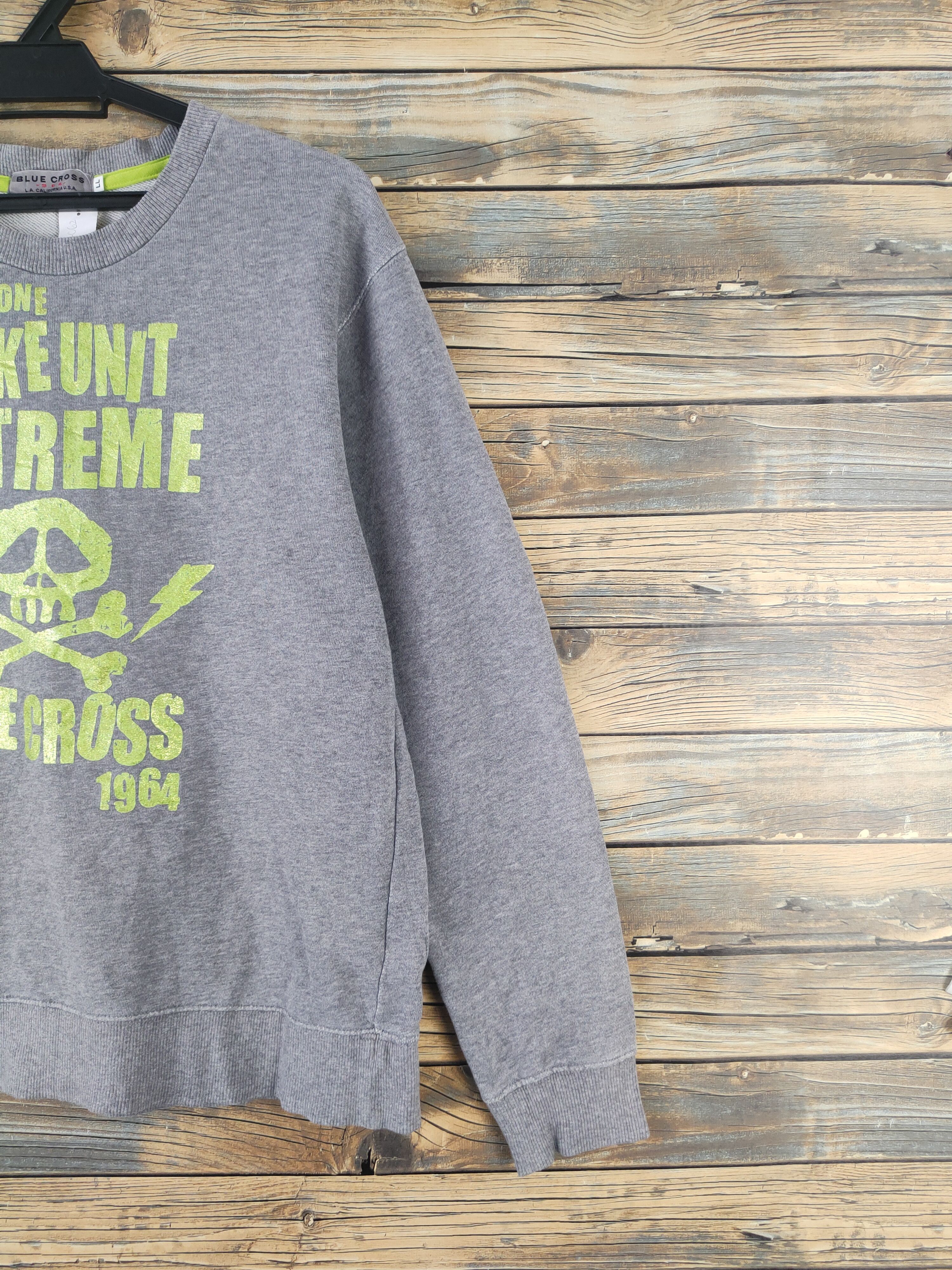 Japanese Brand DL Blue Cross Gray Sweatshirts #2062 Size US M / EU 48-50 / 2 - 5 Thumbnail