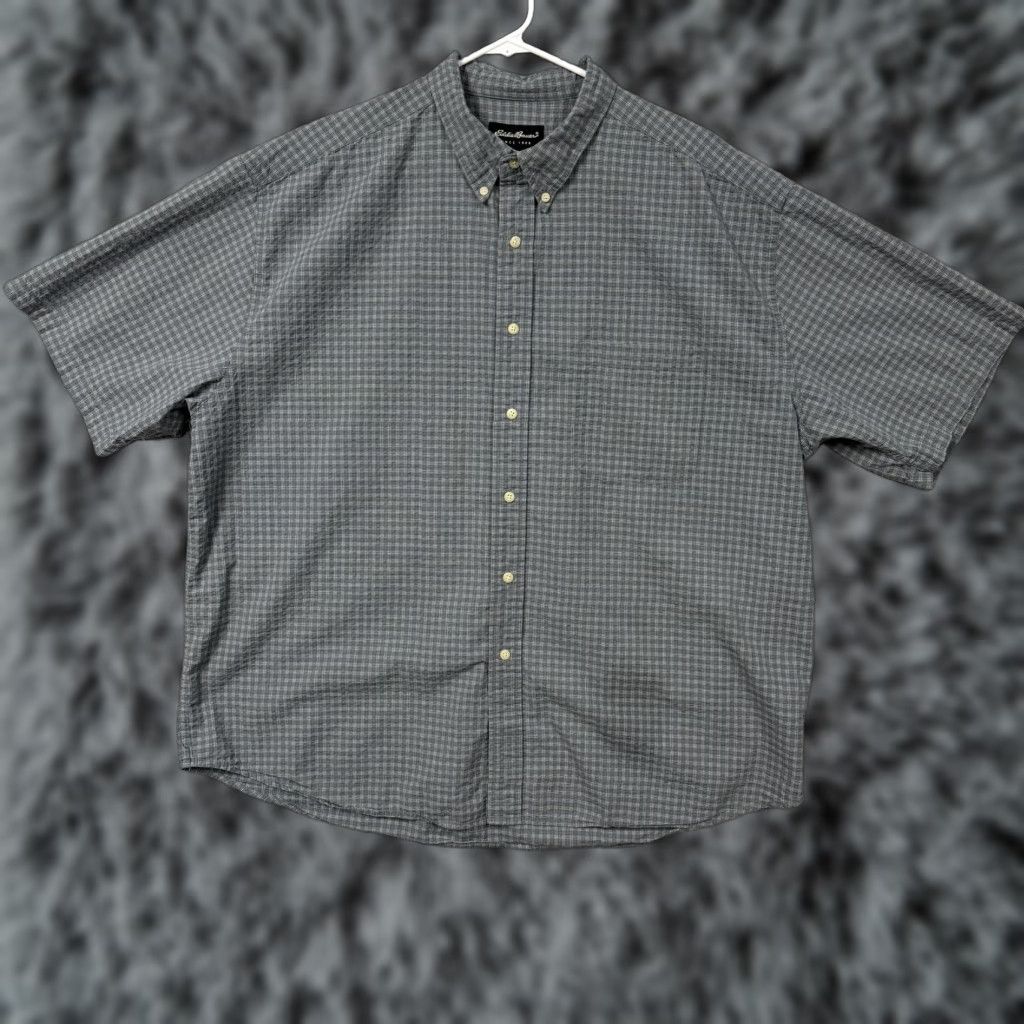 Eddie Bauer VINTAGE Eddie Bauer Shirt Mens 2XL Gray Plaid Cotton Button-Up Short Sleeve Casual Mensshirts Size US XXL / EU 58 / 5 - 1 Thumbnail