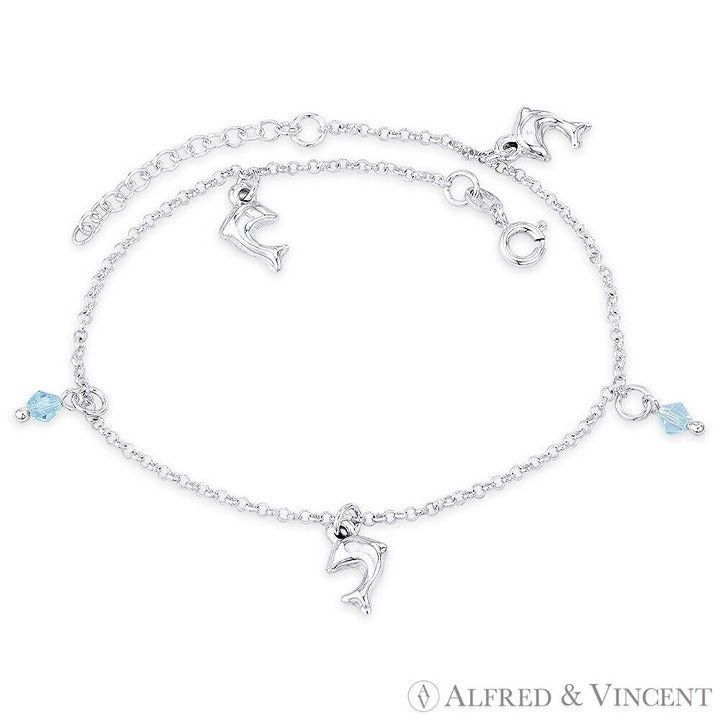 Other Dolphin, Crystal Bead, & Rolo Link Chain Charm Anklet Size ONE SIZE - 1 Preview