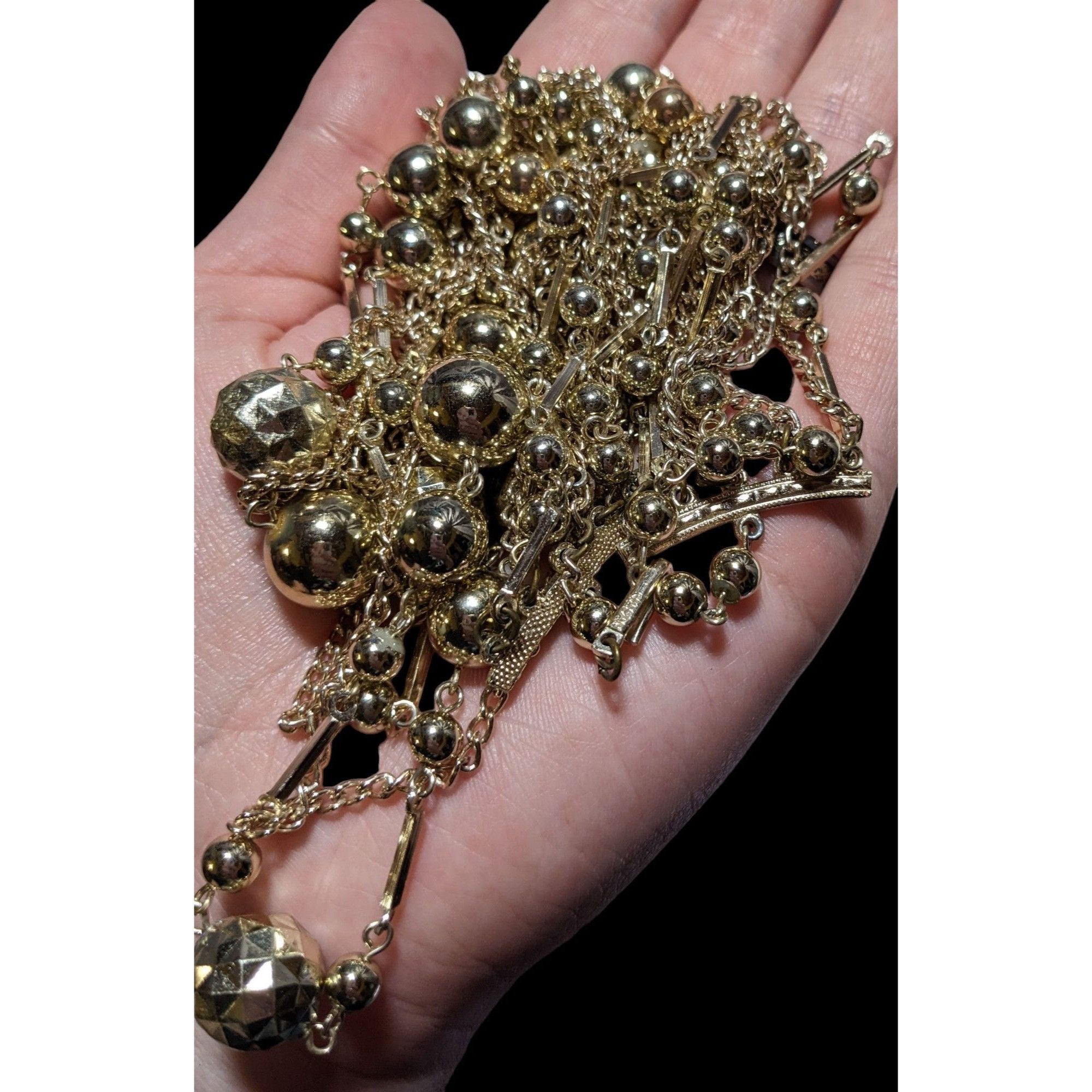 Other Vintage Multilayer Glam Gold Beaded Chain Necklace Size ONE SIZE - 4 Thumbnail
