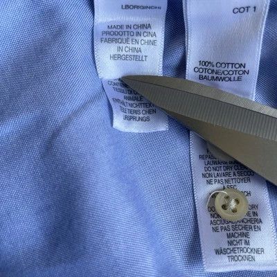 Paul Smith PAUL SMITH Shirt Large Mens Solid Blue Cotton Tailored Fit Size US L / EU 52-54 / 3 - 7 Thumbnail
