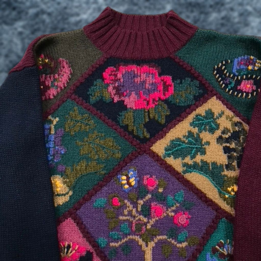 Eddie Bauer VINTAGE Eddie Bauer Sweater Womens Small Wool Floral Grandma Loud Knit 90s Size S / US 4 / IT 40 - 1 Thumbnail