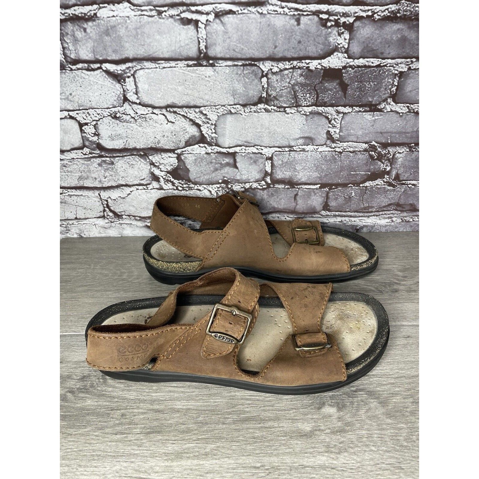 Ecco Ecco Cosmo Brown Leather Casual Comfort Cork Strap Sandals M Size US 13 / EU 46 - 12 Thumbnail