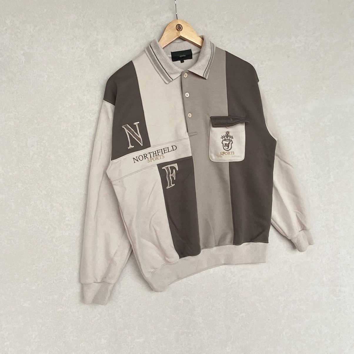 Other Vintage North Field Half Button Embroidered Brown/Beige Size L / US 10 / IT 46 - 3 Thumbnail