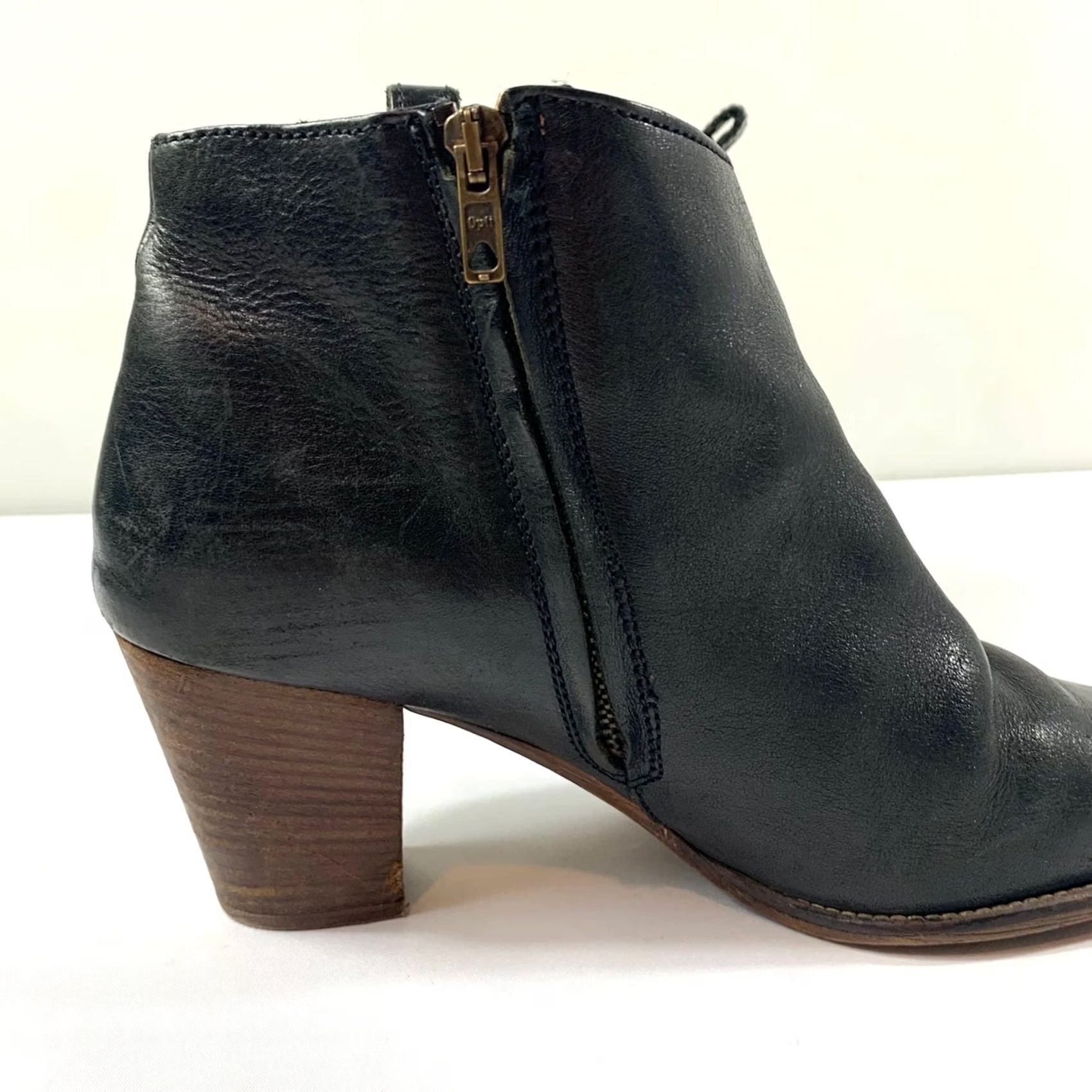 Madewell Madewell Black Leather Ankle Booties Womens 9.5 Stacked Heel Zip Up Size US 10 / IT 40 - 6 Thumbnail