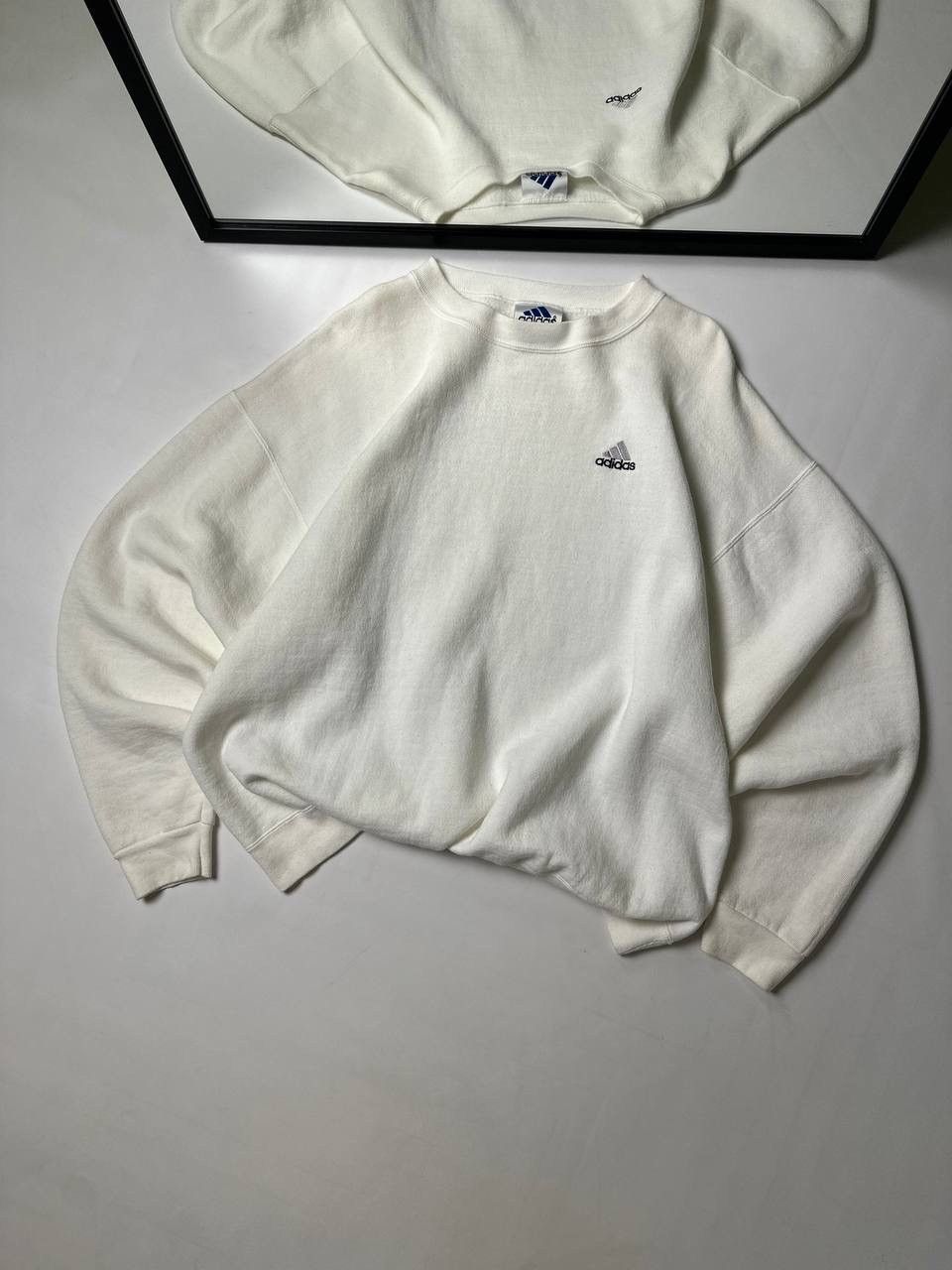 Adidas 🔥90s Made in USA Adidas Baggy Sweatshirt White Streetwear Size US L / EU 52-54 / 3 - 1 Thumbnail