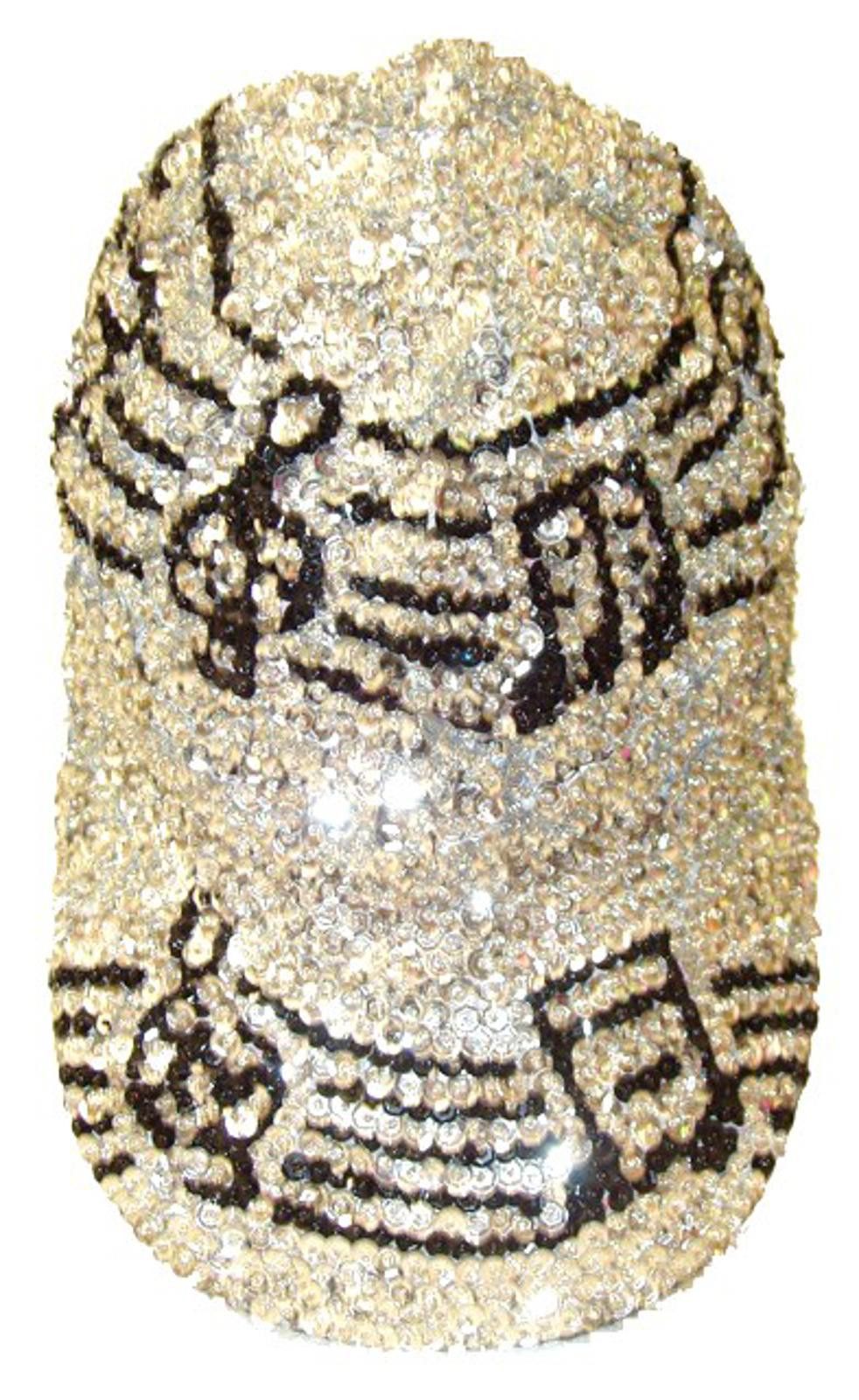 Designer Sequin Baseball Cap Silver w/Black Music Notes On Bar Size ONE SIZE - 1 Preview
