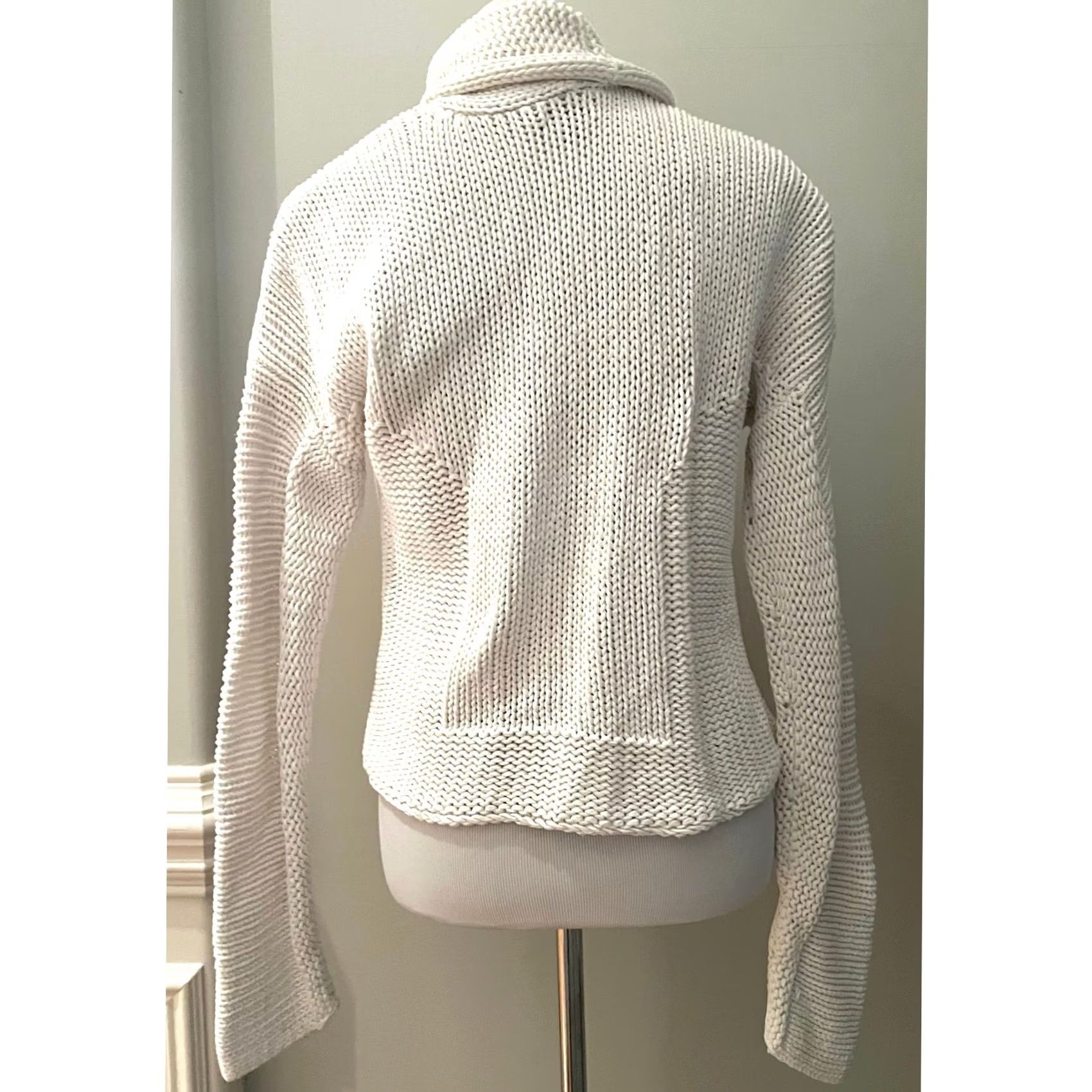 Nine West Nine West Women's Cardigan Open Front Chunky Knit Cotton Blend M White Sweater Knit Womens 90s? Size M / US 6-8 / IT 42-44 - 4 Thumbnail