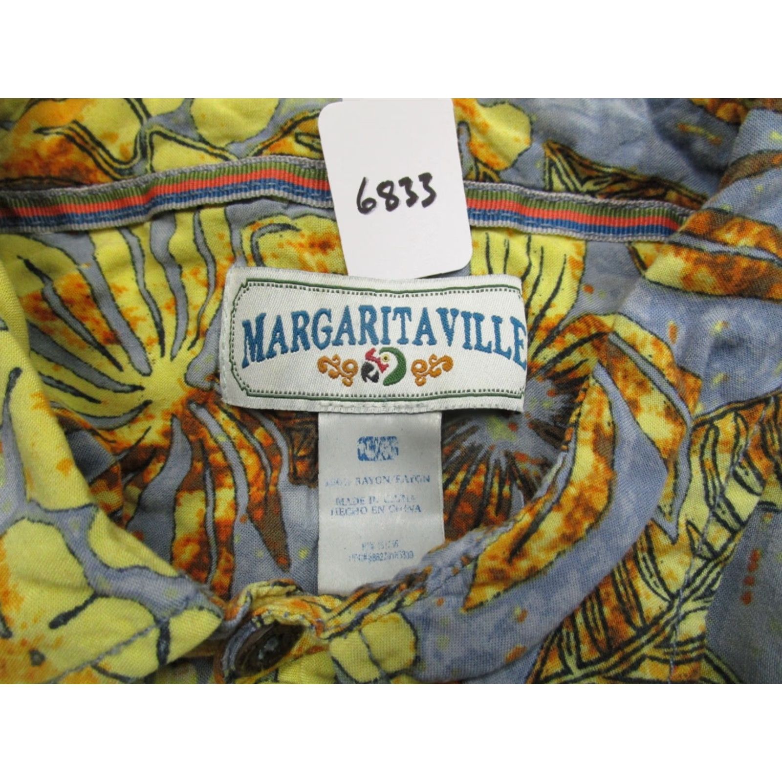 ALOHAS Margaritaville Shirt Men M Yellow Hawaiian Aloha Button-Up Short Sleeve Rayon Size US M / EU 48-50 / 2 - 7 Thumbnail