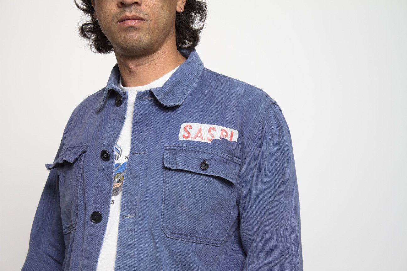 Vintage BLUE HEAVYWEIGHT COTTON ITALIAN WORKWEAR JACKET WITH PATCH Size US S / EU 44-46 / 1 - 4 Thumbnail