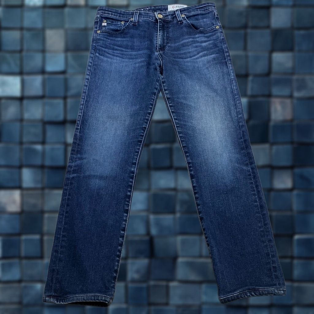 Denime AG Adriano Goldschmied Jeans Blue Denim Dark Wash Slim 29 - Womens - 5-Pocket Crop Stretch Button Zip Inseam 25 in Size 29" - 1 Thumbnail