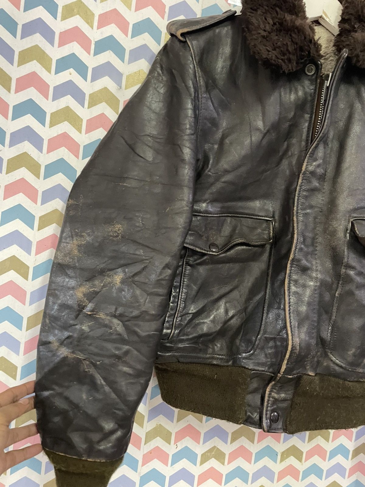 Vintage VINTAGE 80s A2 LEATHER Size US M / EU 48-50 / 2 - 7 Thumbnail