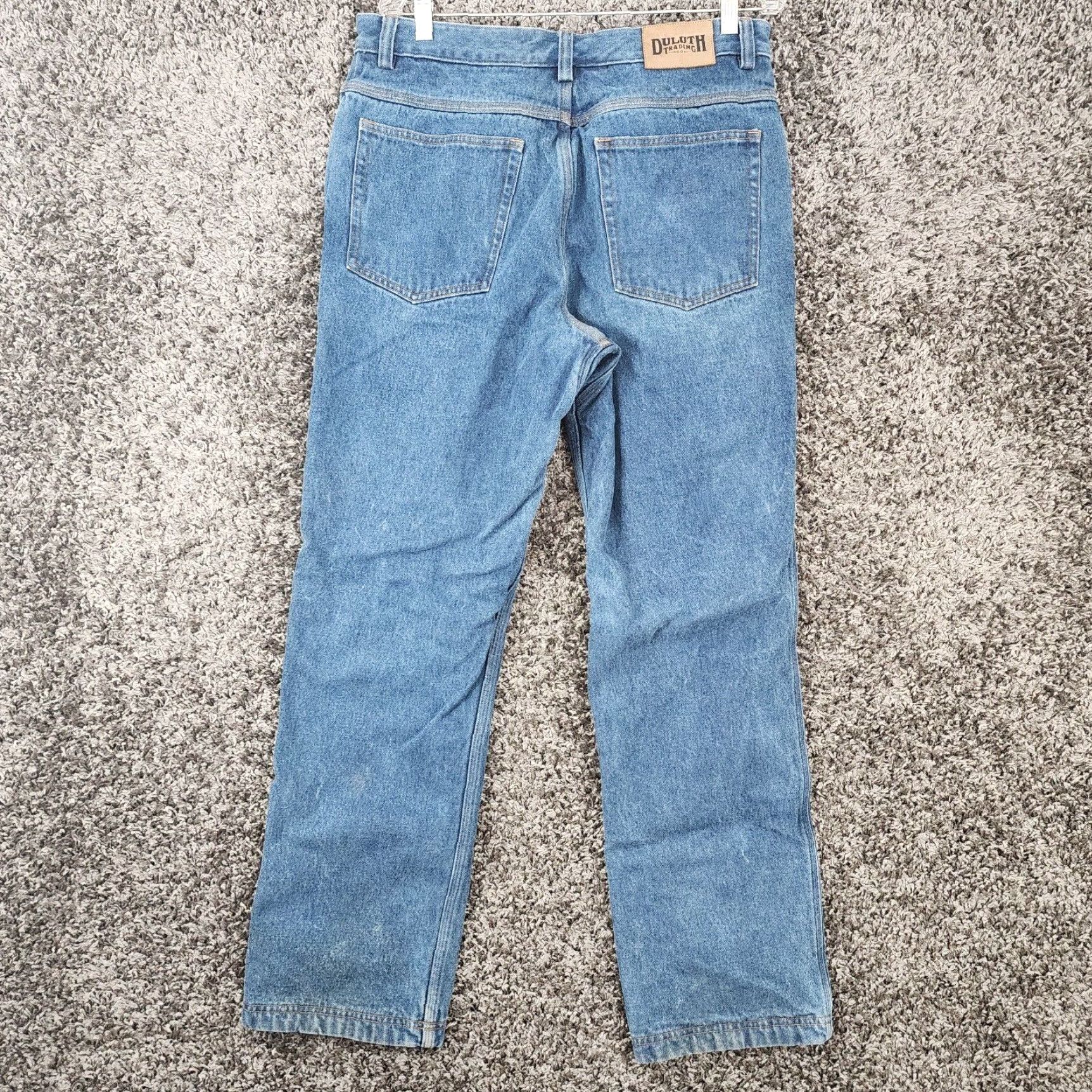 Duluth Trading Company Duluth Trading Co Heavy Duty Straight Blue Jeans Mens 34x31 Blue Size US 34 / EU 50 - 6 Thumbnail