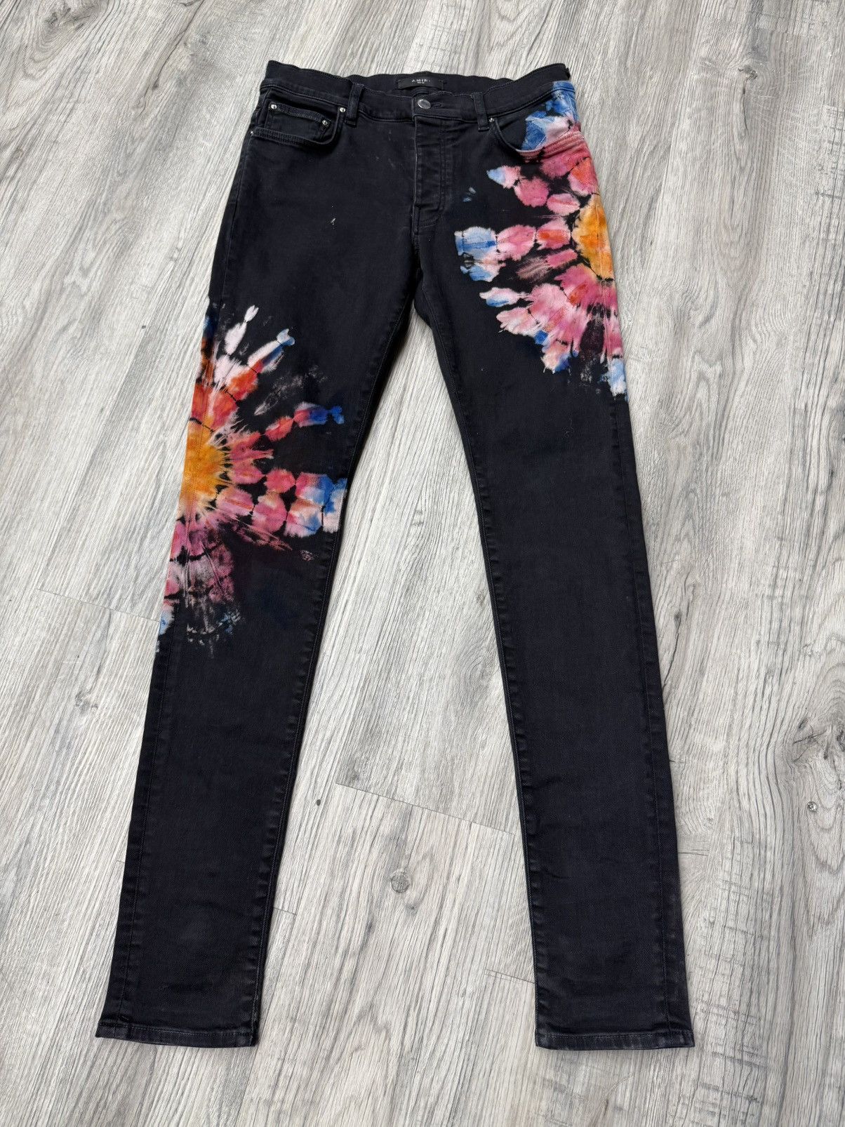 Amiri Amiri Black Tie-Dye Stretch Denim Jeans Size US 32 / EU 48 - 1 Thumbnail
