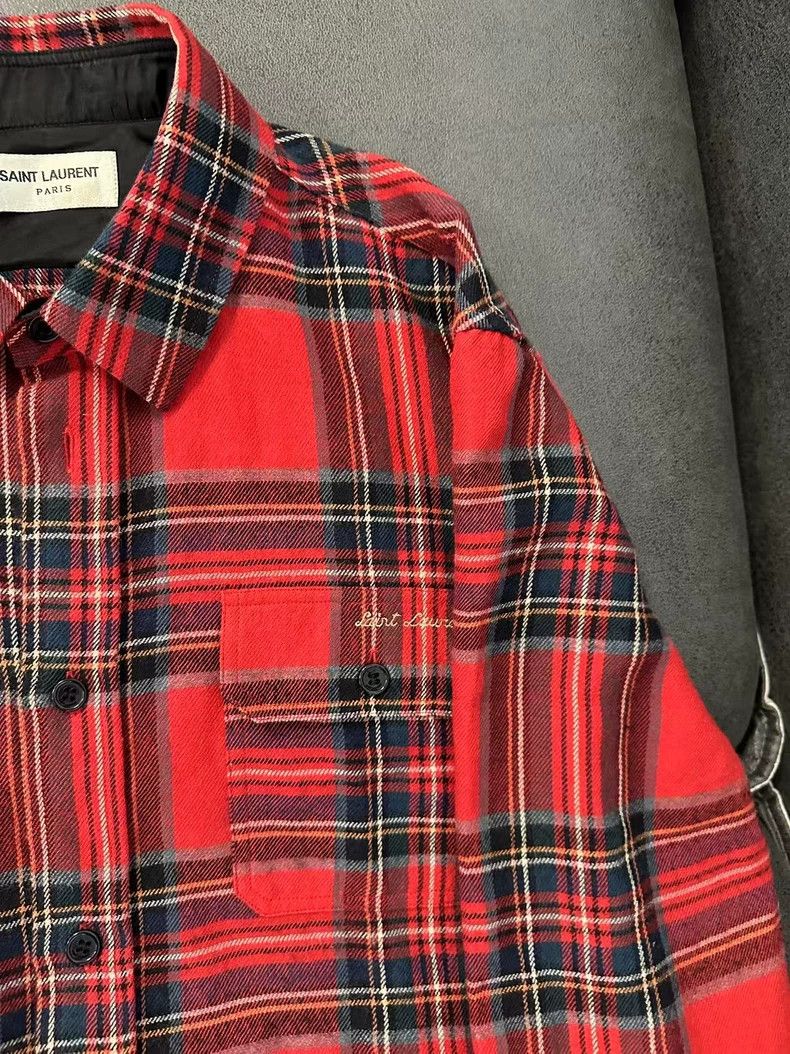 Saint Laurent Paris Saint Laurent Paris size 39 21 FW red wool plaid shirt 250 Size US M / EU 48-50 / 2 - 2 Thumbnail