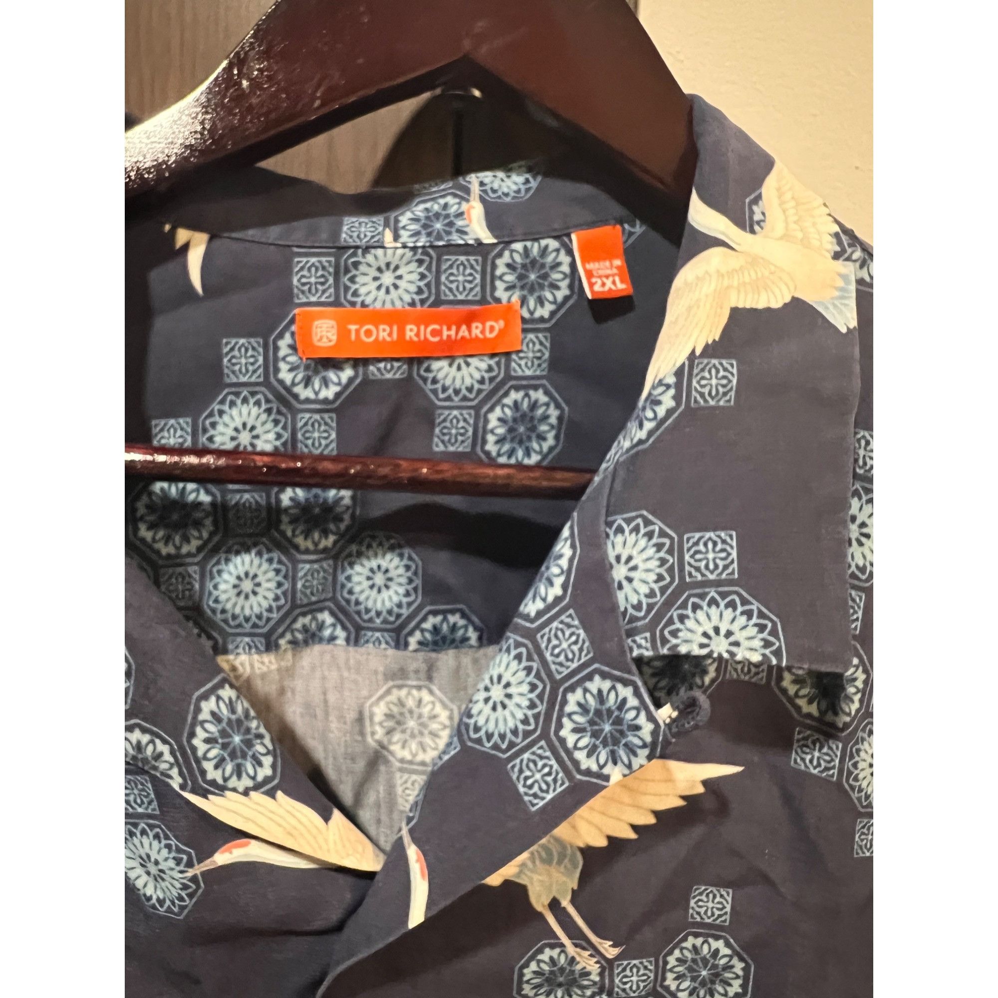 Tori Richard Tori Richard Bird Print Short Sleeve Silk Button Up Shirt - Size US XXL / EU 58 / 5 - 2 Thumbnail